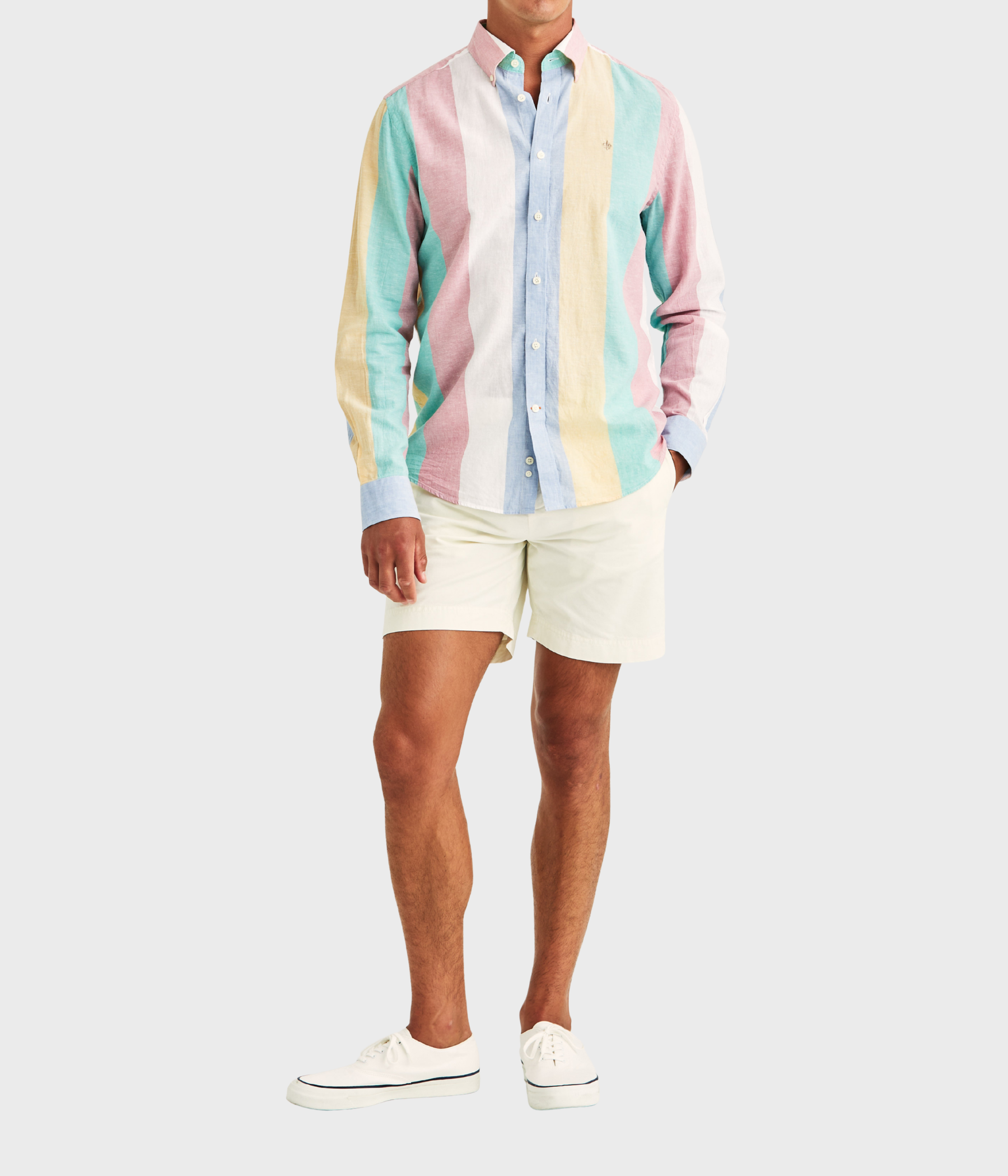 Happy Linen Stripe Shirt-Classic Fit (32 pink)