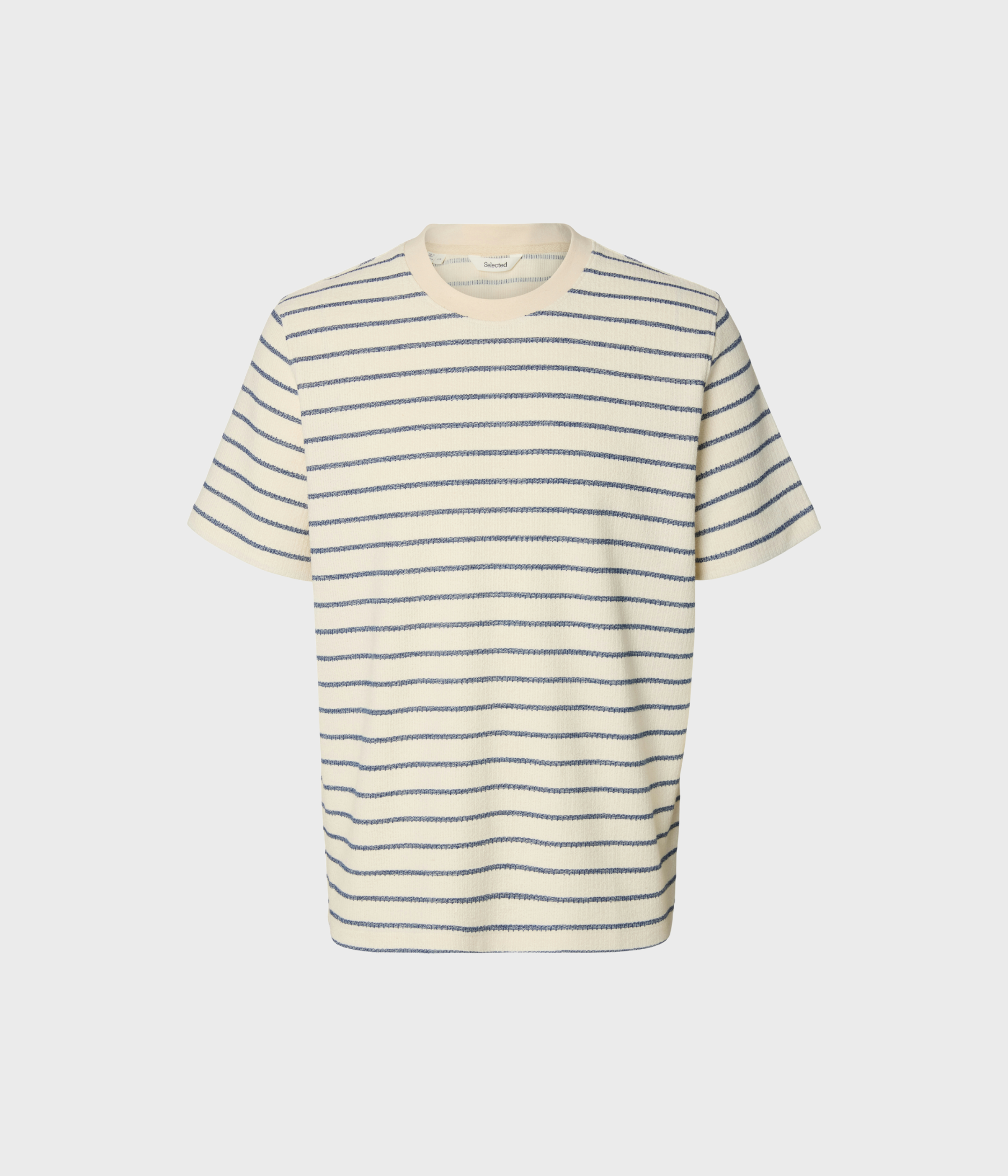 Slhdjango Stripe Ss O-Neck Tee (Ocean Cavern Stripes:Birch)