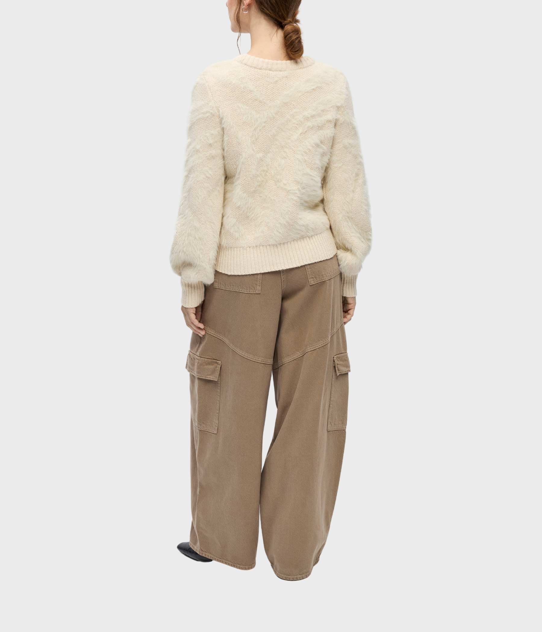 Objhollow L/S Re Knit Pullover Noos (Birch Pattern:Zebra)