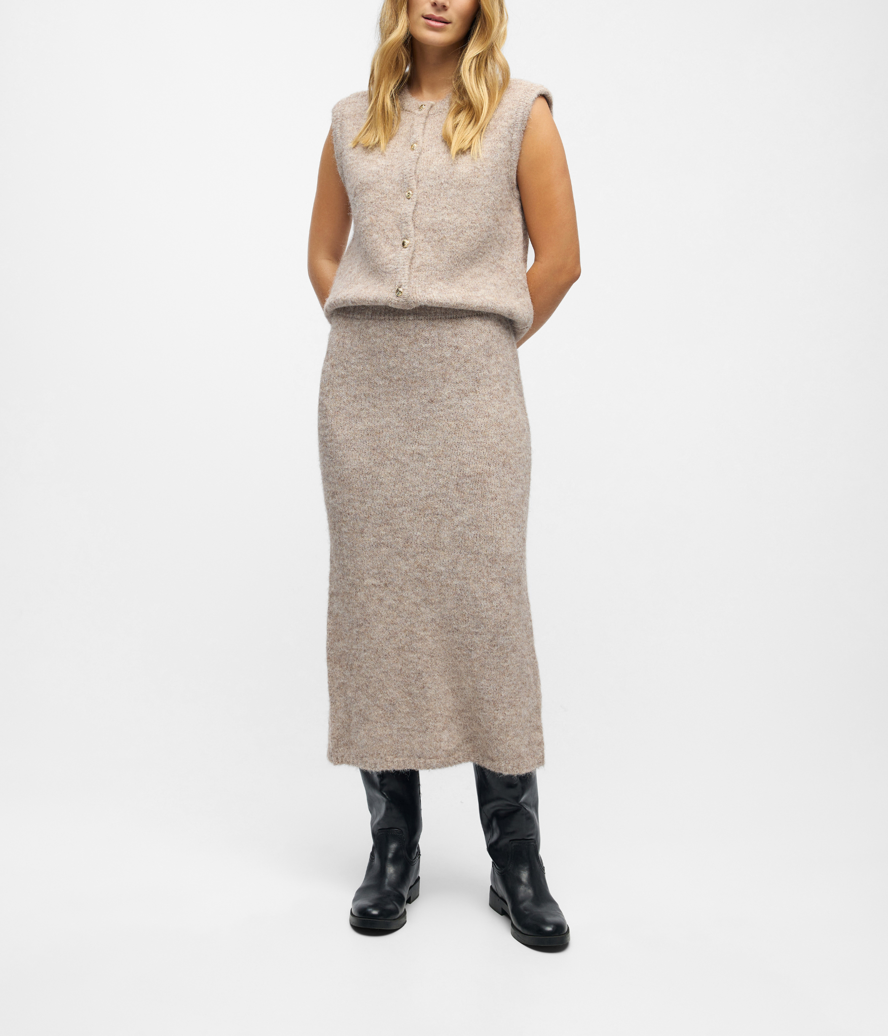 OBJSAGGIA MW RE MIDI KNIT SKIRT DIV. (Humus)