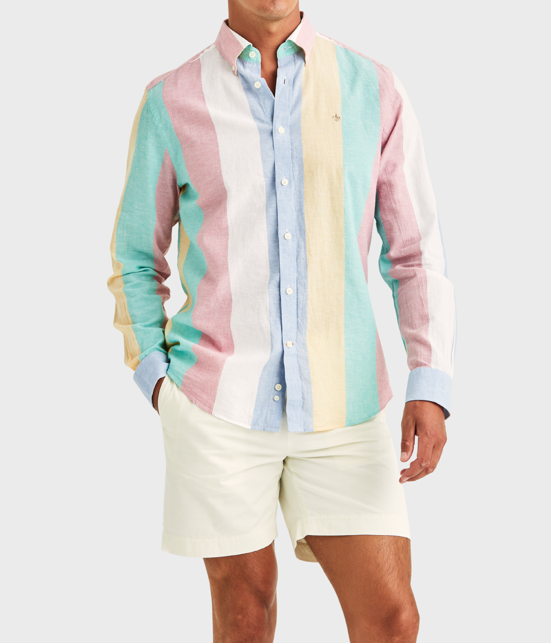 Happy Linen Stripe Shirt-Classic Fit (32 pink)