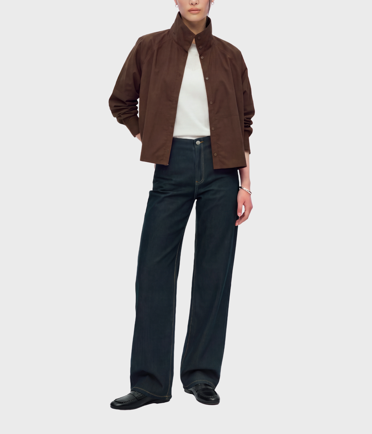 Objorbal L/S Re High Neck Shirt Noos (Seal Brown)