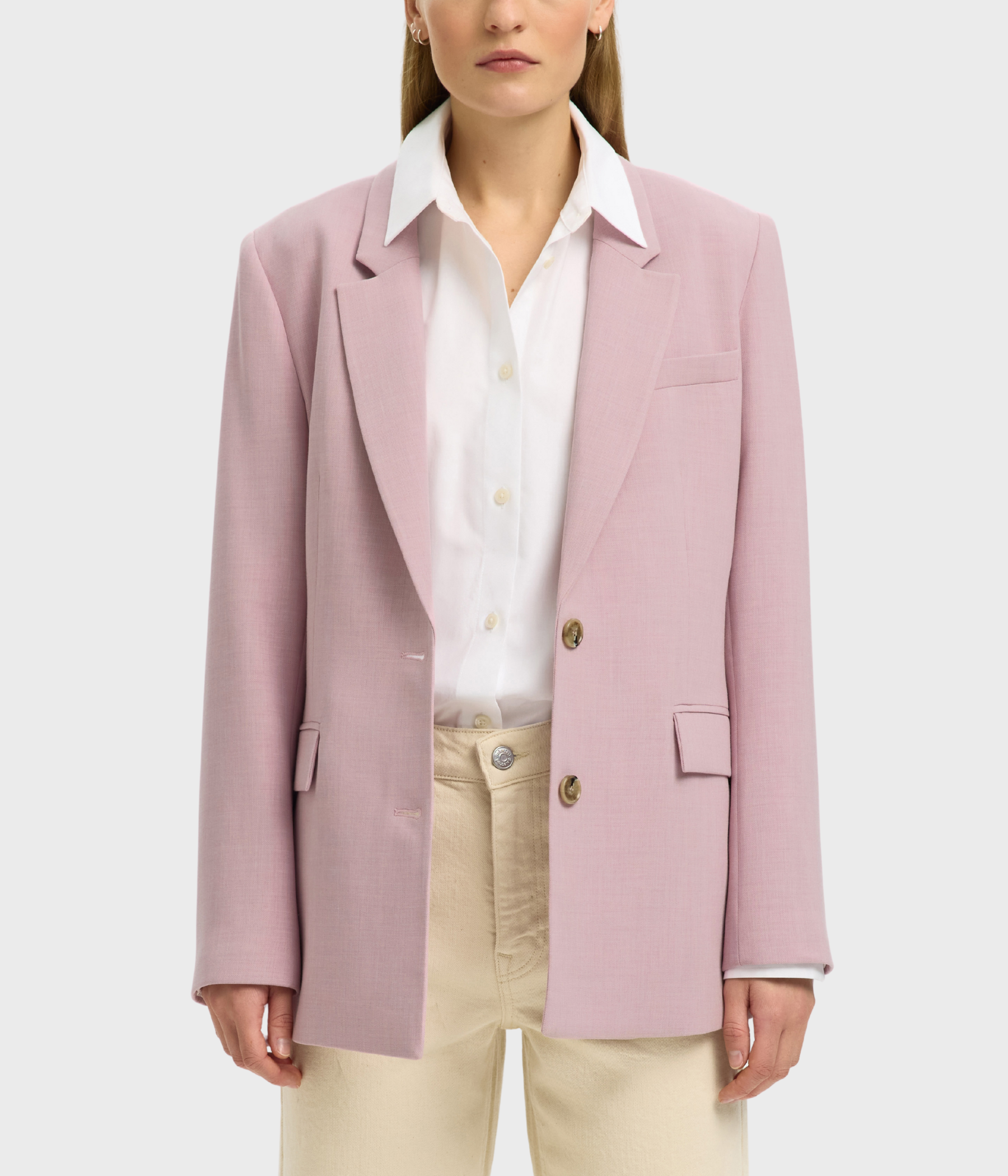 SLFRITA LS CLASSIC BLAZER MEL NOOS. (Bleached Mauve Detail:MELANGE) - D.O. Design Only