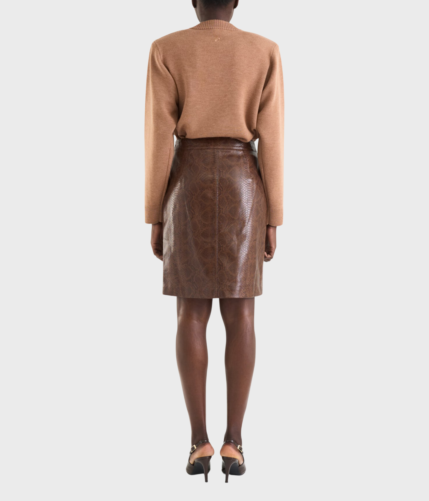 Ramona Faux Leather Skirt Brown Snake Print (Brown Snake Print)