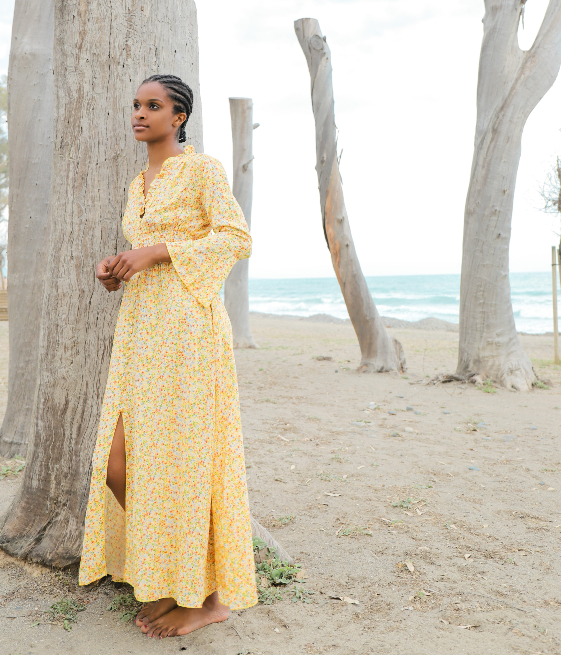 Sally Long Dress (Yellow Flower)