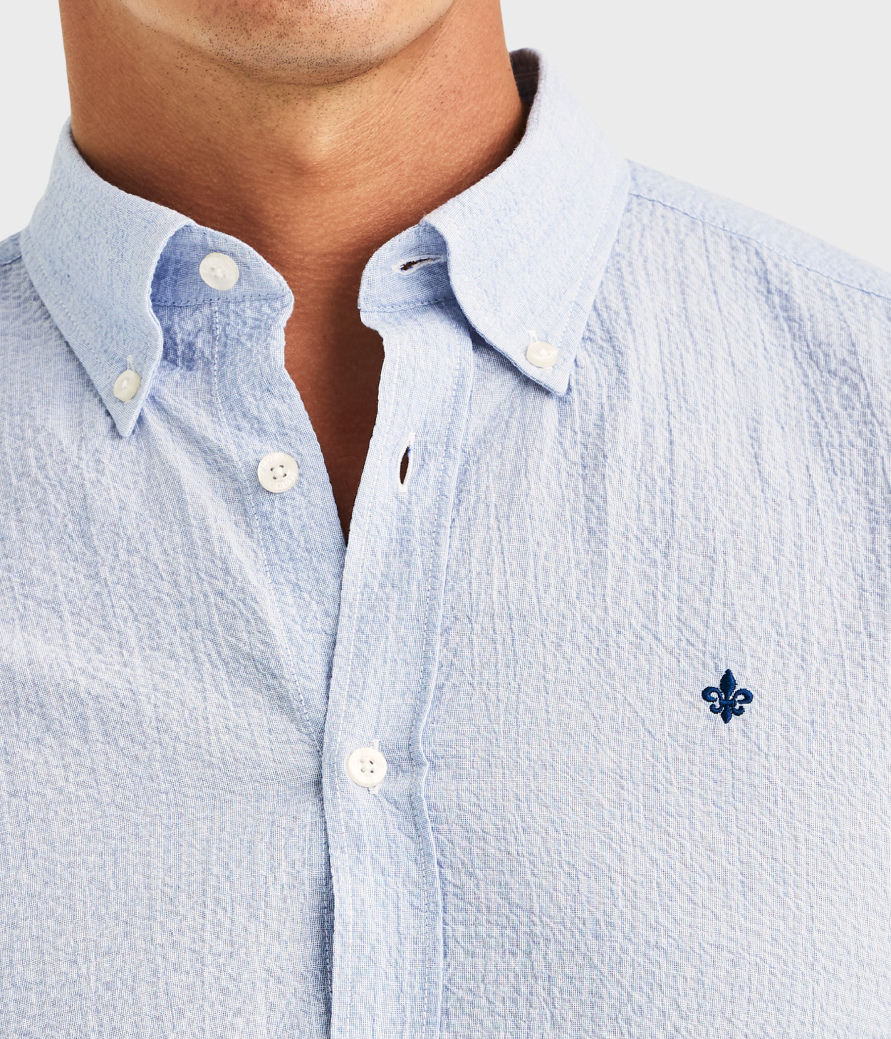 Morris Seersucker Shirt-Slim Fit (55 Light blue)