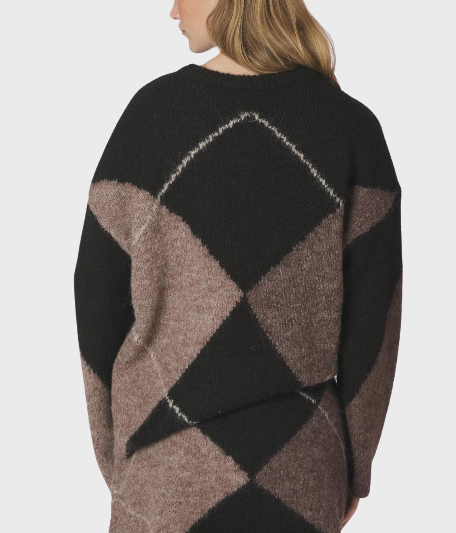 Inga Check Fluff Knit Blouse (676 DARK BROWN)