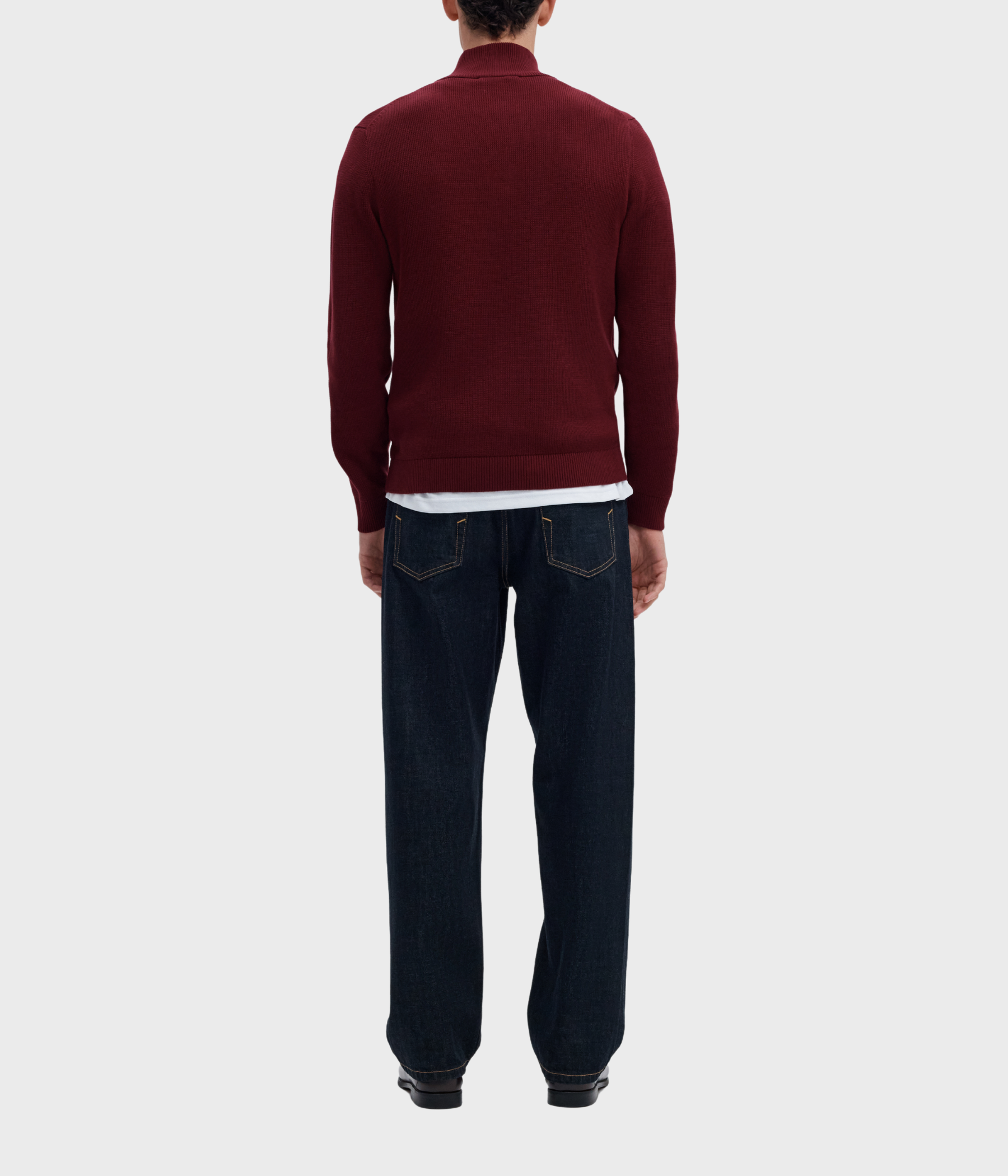 Slhdane Ls Knit Structure Half Zip Noos. (Tawny Port)