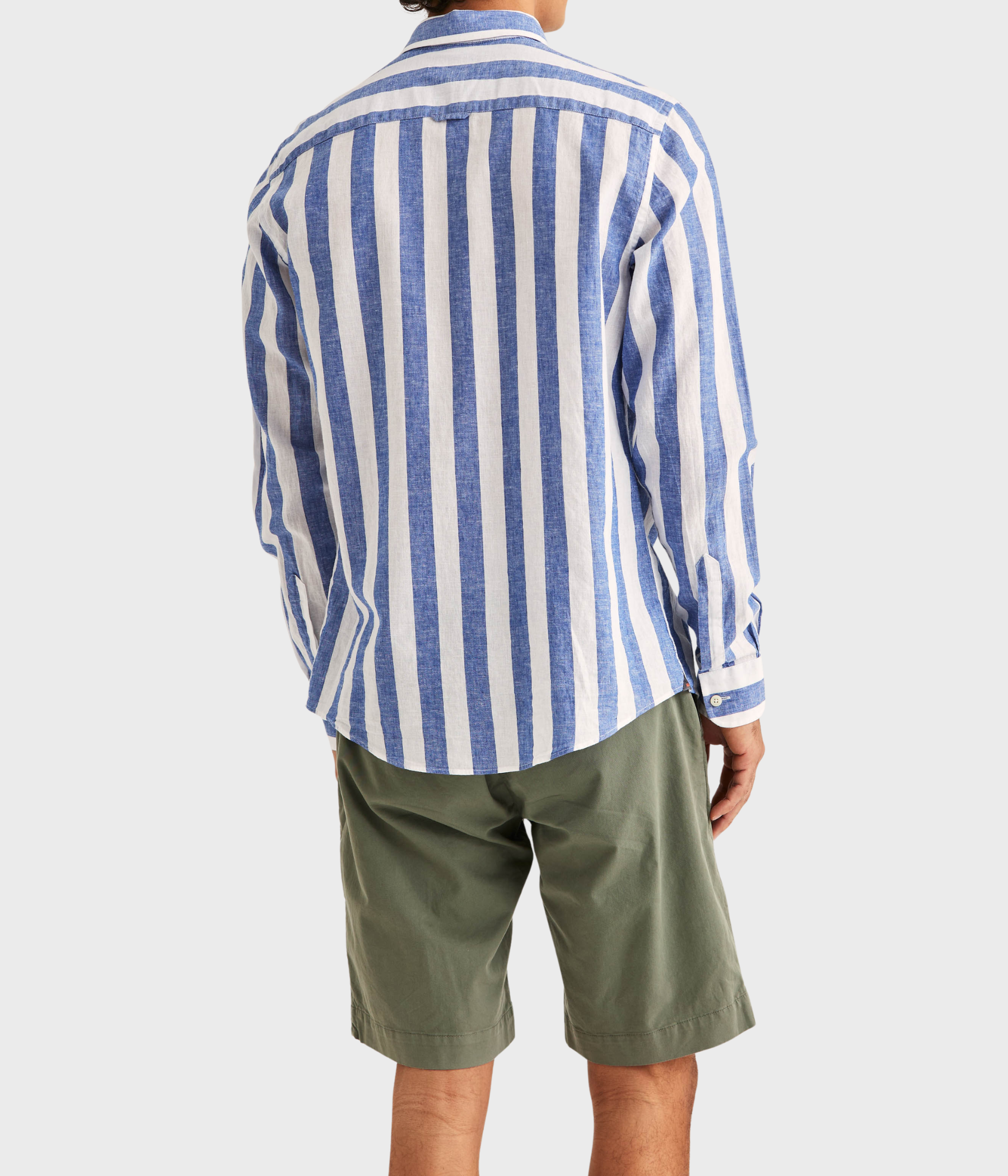 Douglas Linen Mix Stripe Shirt-Classic Fit (57 Blue)