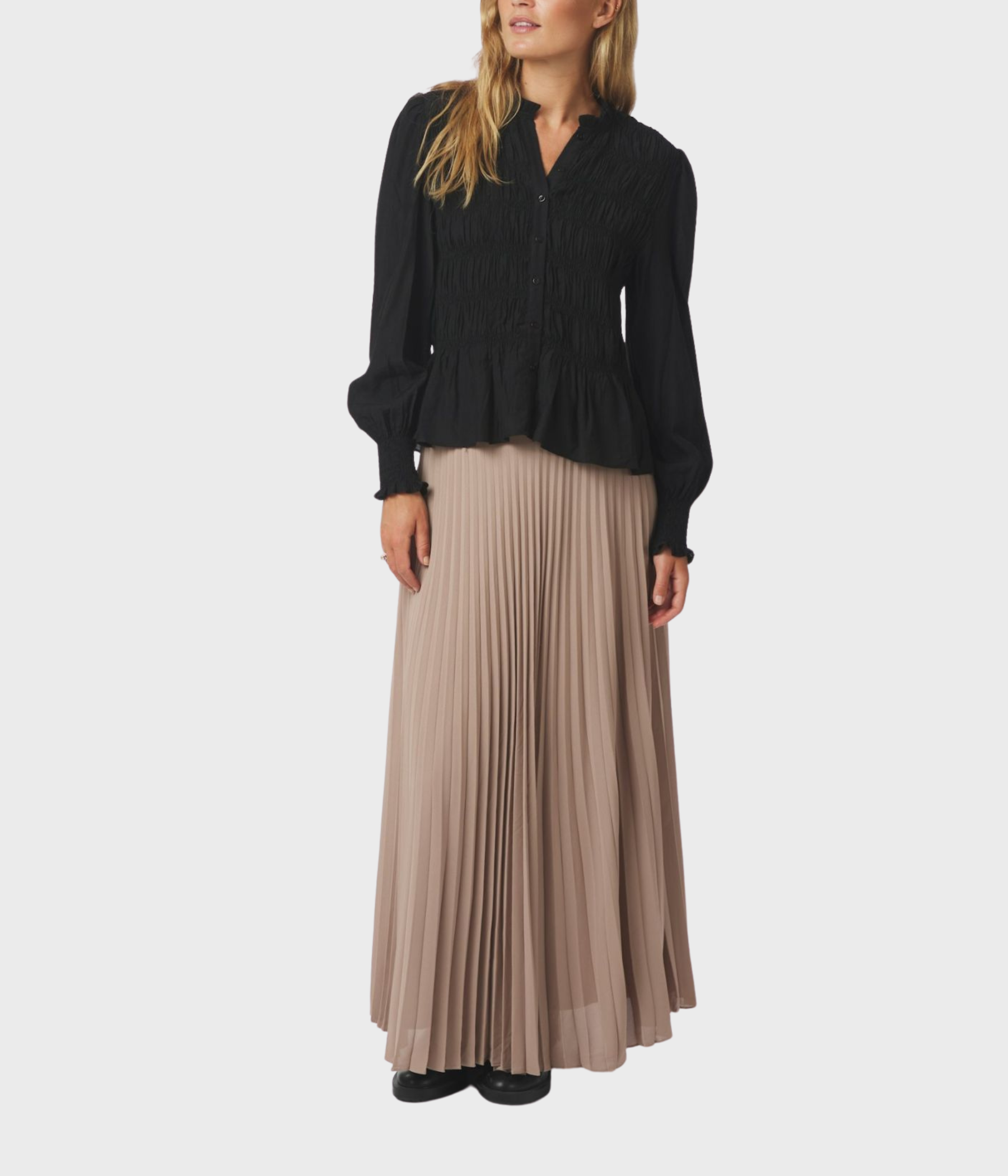 Boni Simple Plisse Skirt (Dark Taupe)