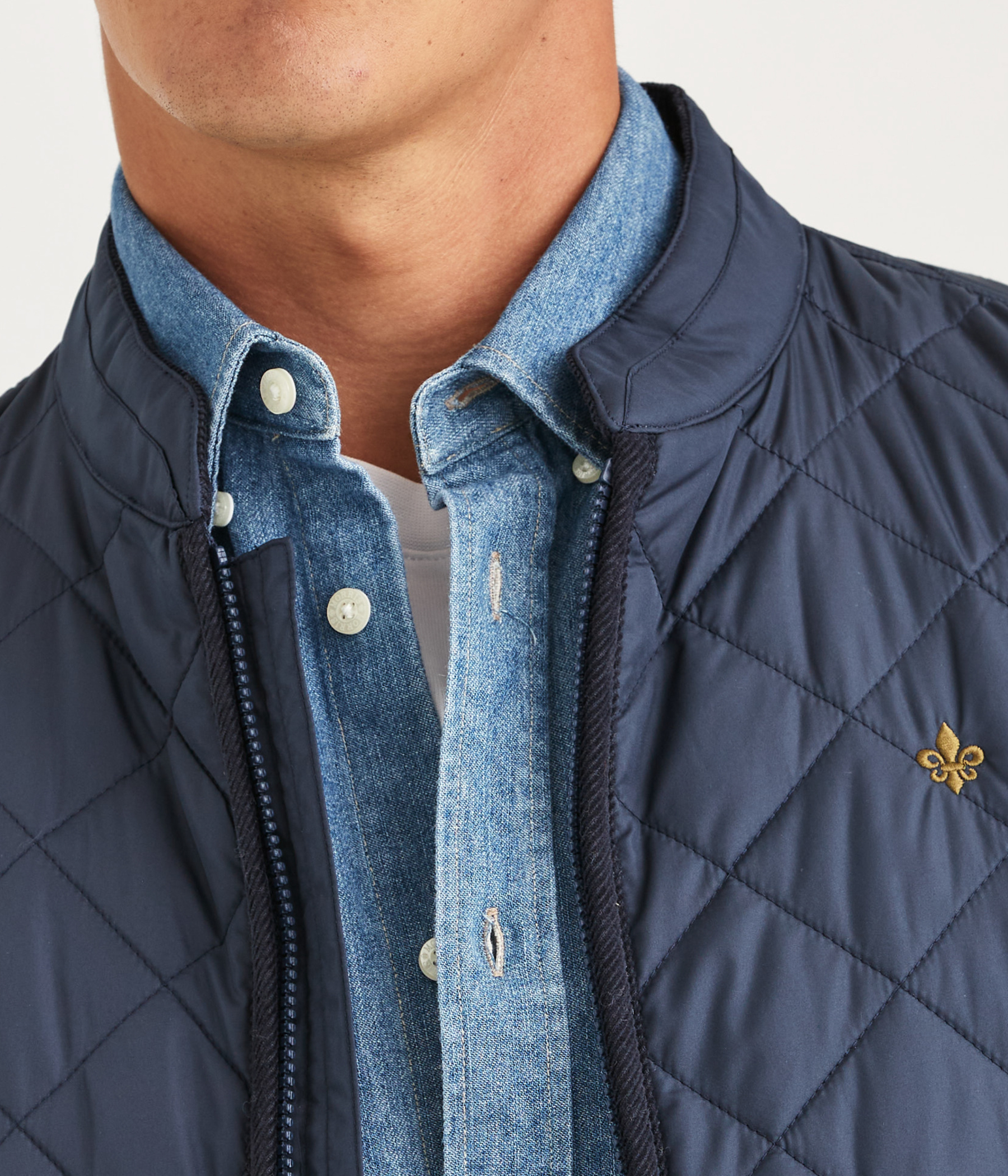 Teddy Quilted Jacket. (59 Old Blue)
