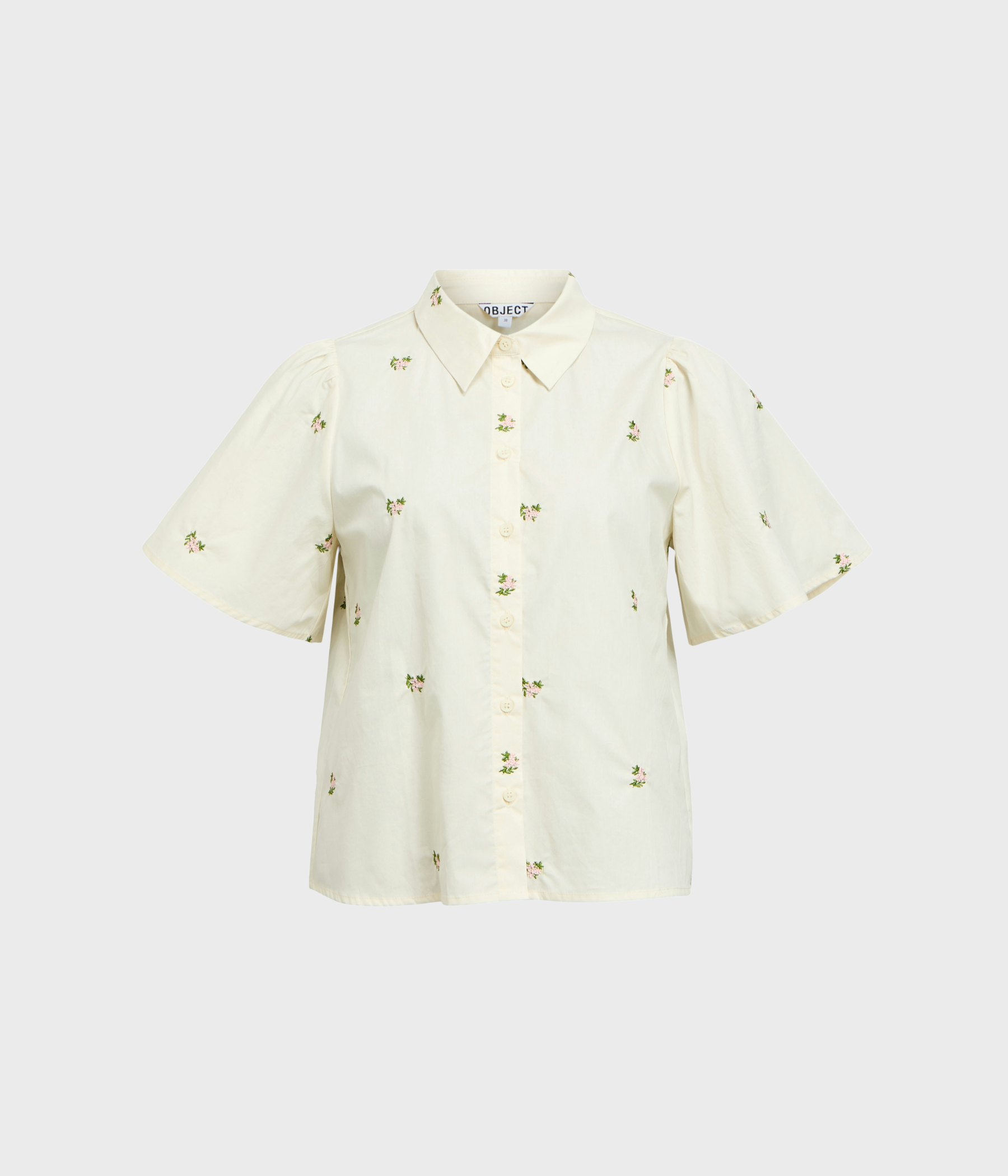 OBJMOLIA S/S RE SHIRT 143 (Cloud Dancer Detail:Emb flower)