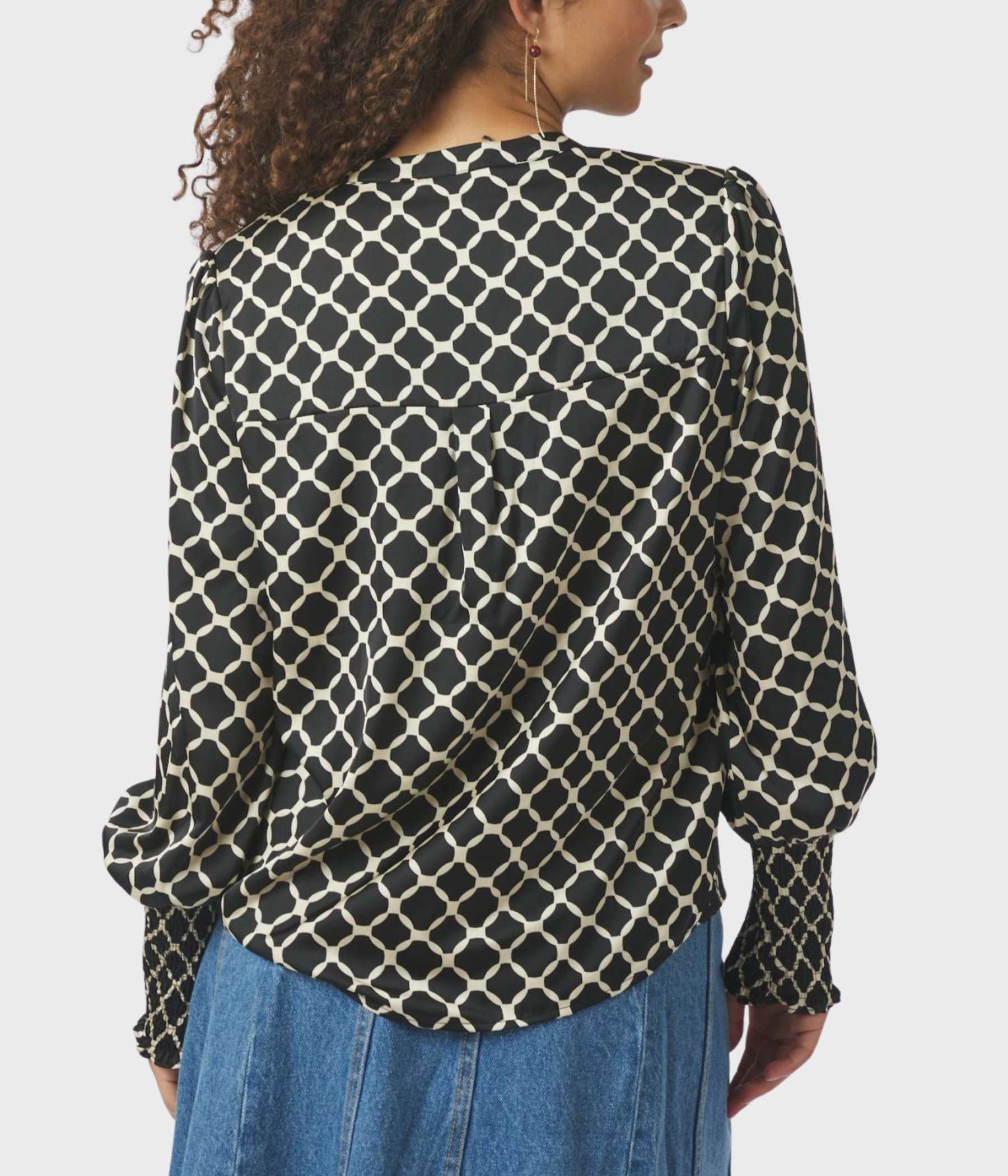 Landa Tile Print Blouse (Black)