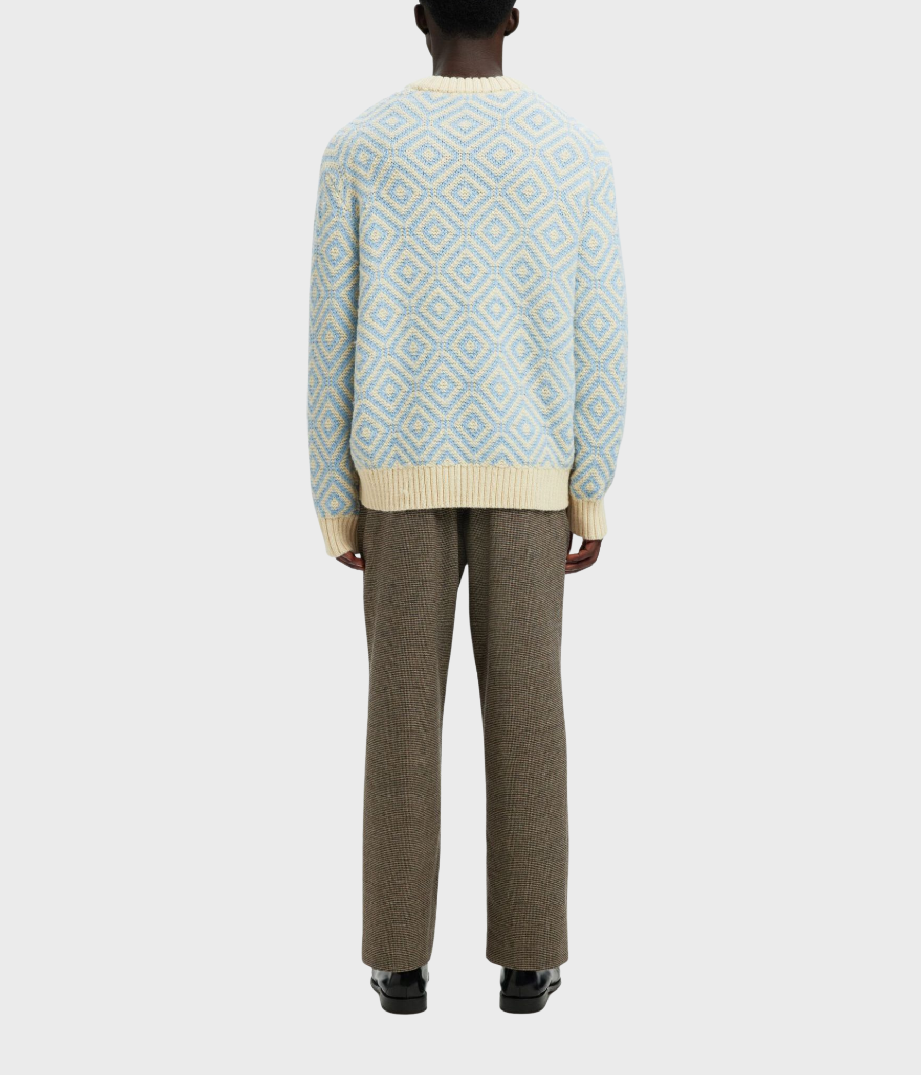 SLHREMI LS KNIT RELAXED CREW NECK. (Egret Pattern:Blue Fog)