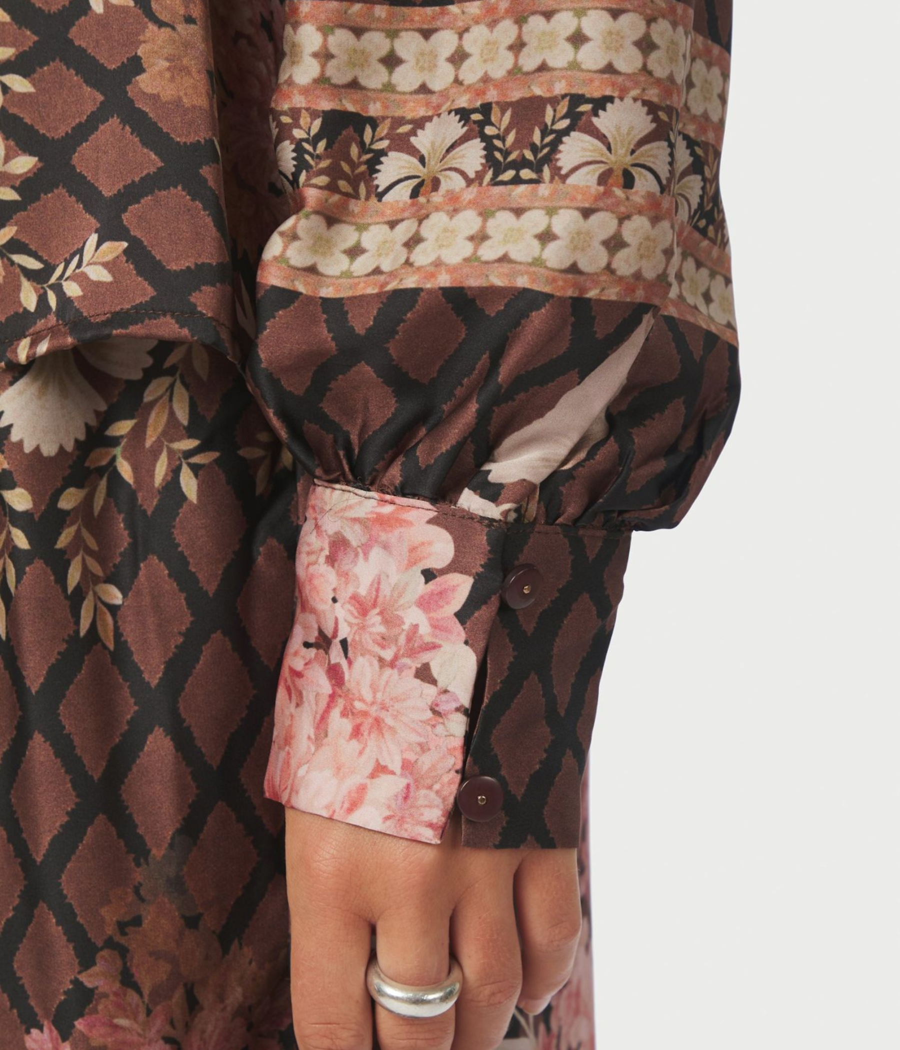 Massima Botanical Border Blouse (Black)