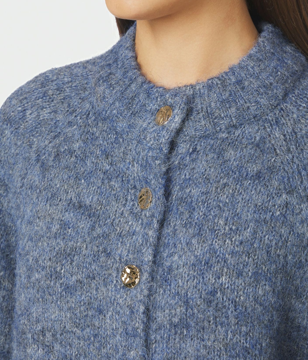 Benuta Fluffy Knit Cardigan. (Smoke Blue)