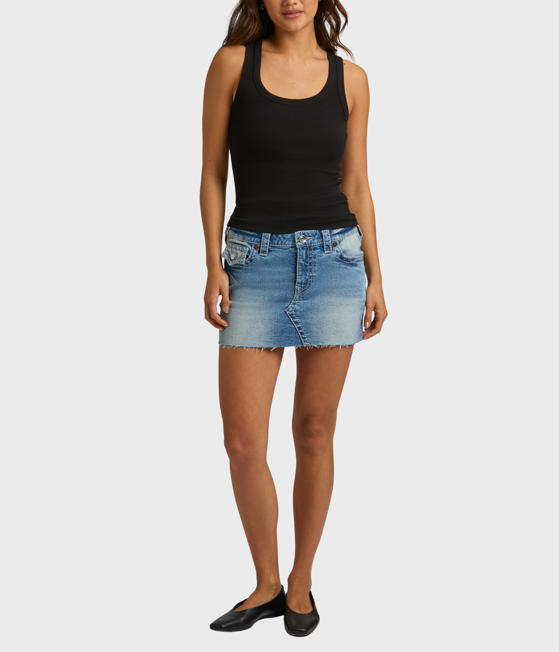 Lurex Crystal Sadie Mini Skirt Flap_ (INJM MEDIUM WASH)