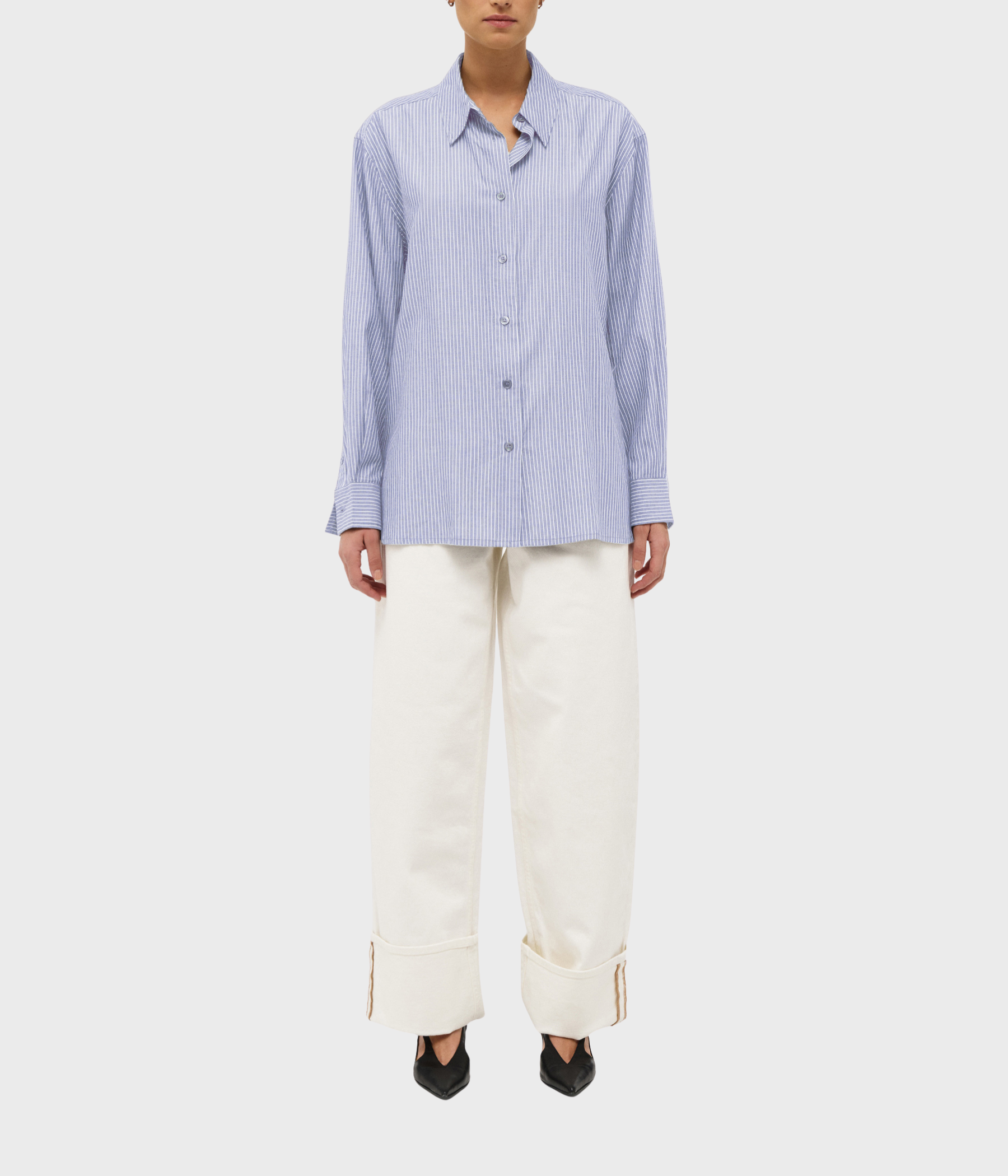 MIRAGE DRAPE SHIRT S (7020 FRENCH NAVY STRIPE)