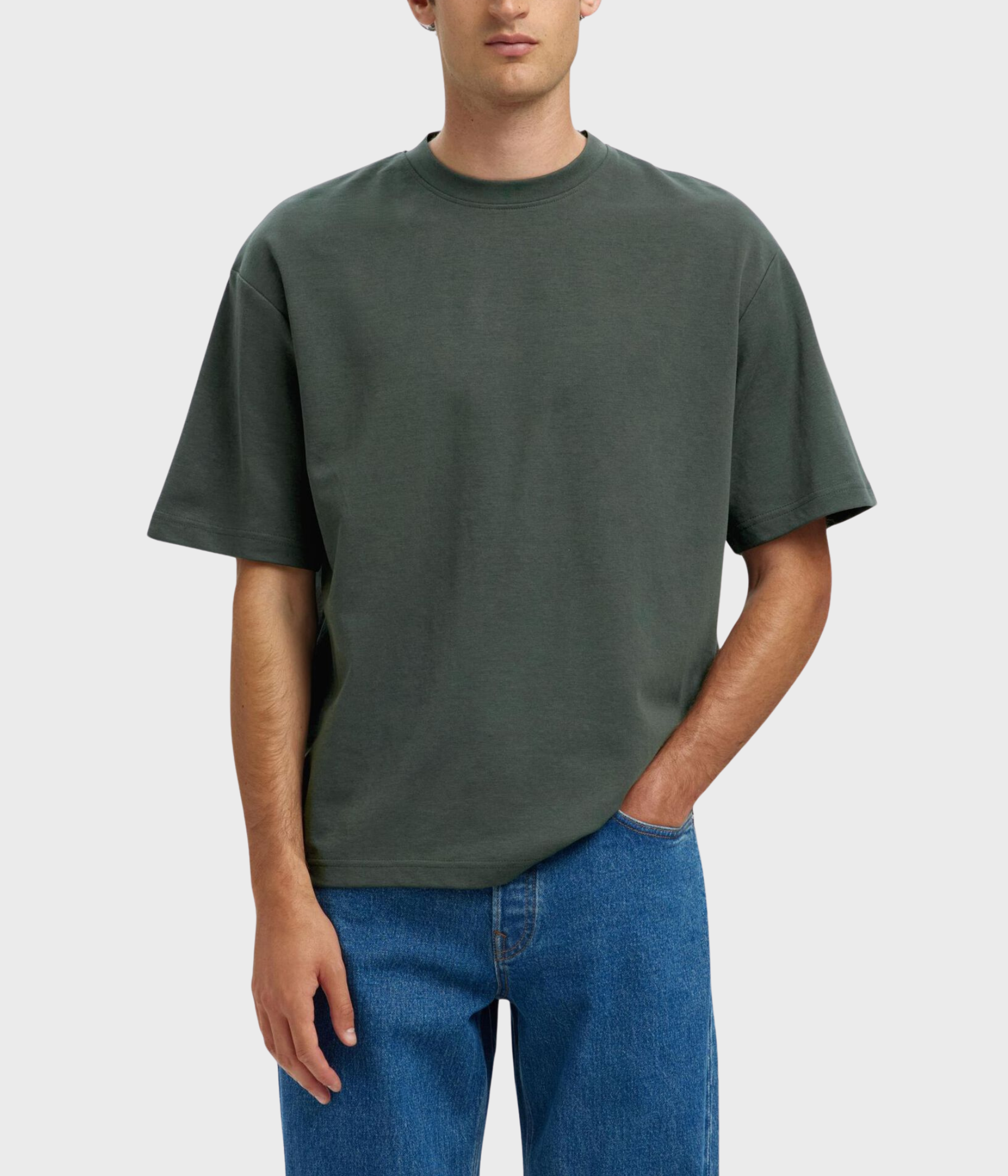 SLHLOOSEOSCAR SS O-NECK TEE NOOS. (Deep Forest)