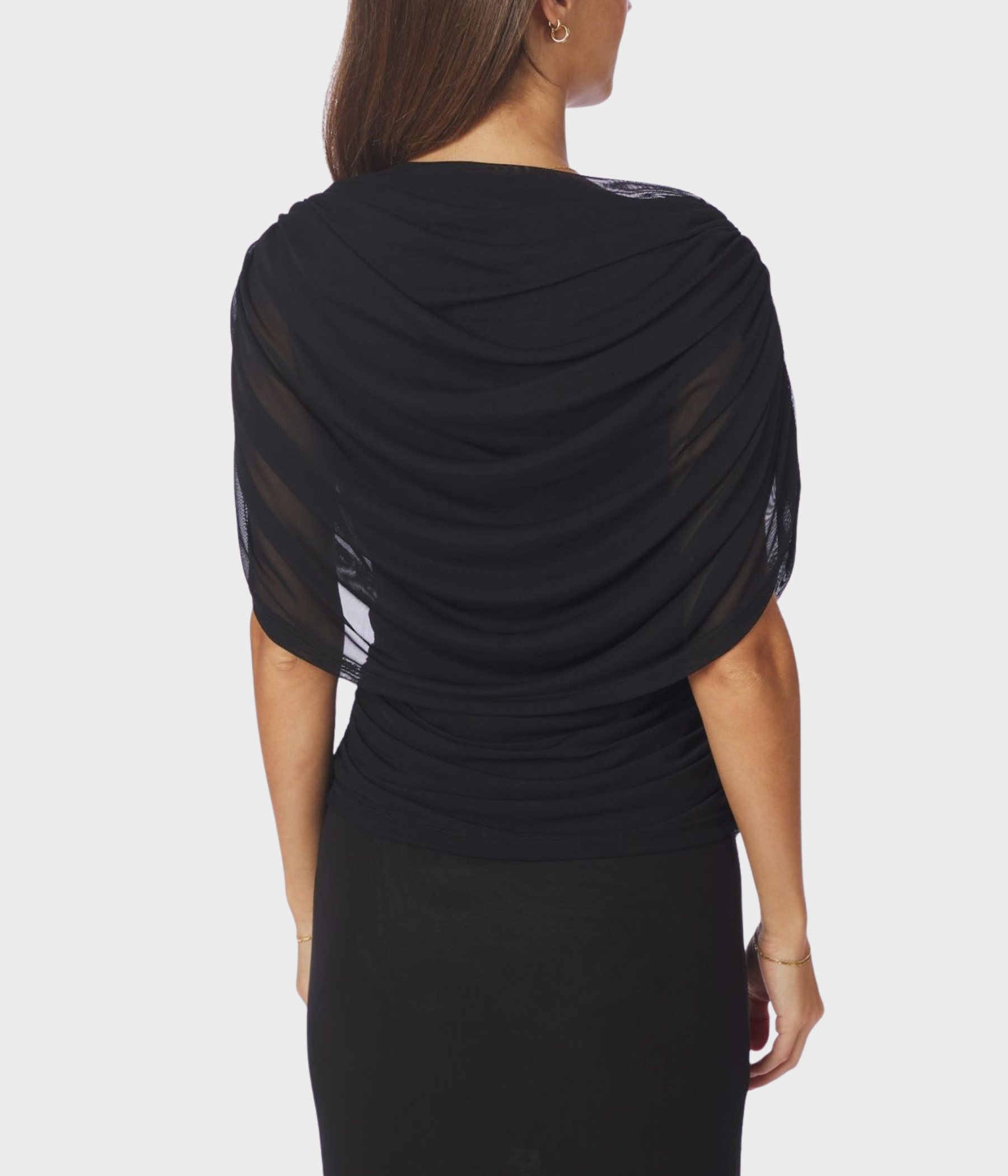 Cottuna Drapy Mesh Top (Black)