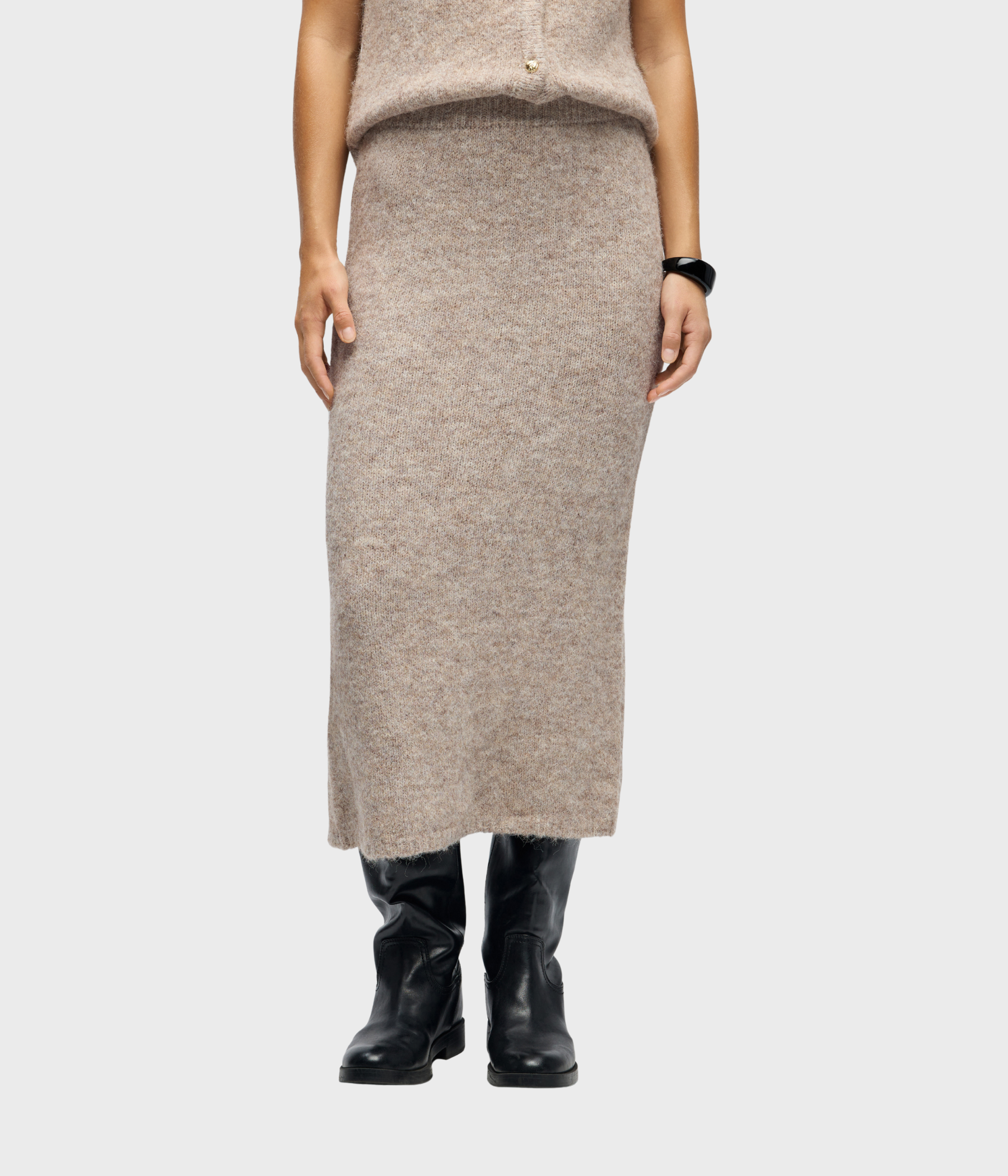 OBJSAGGIA MW RE MIDI KNIT SKIRT DIV. (Humus)