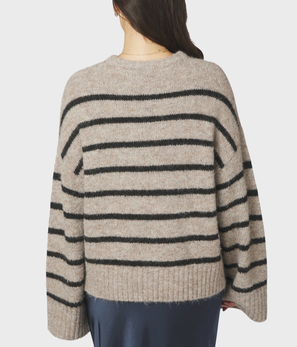 Roeme Fluffy Stripe Knit (976 Beige Melange)