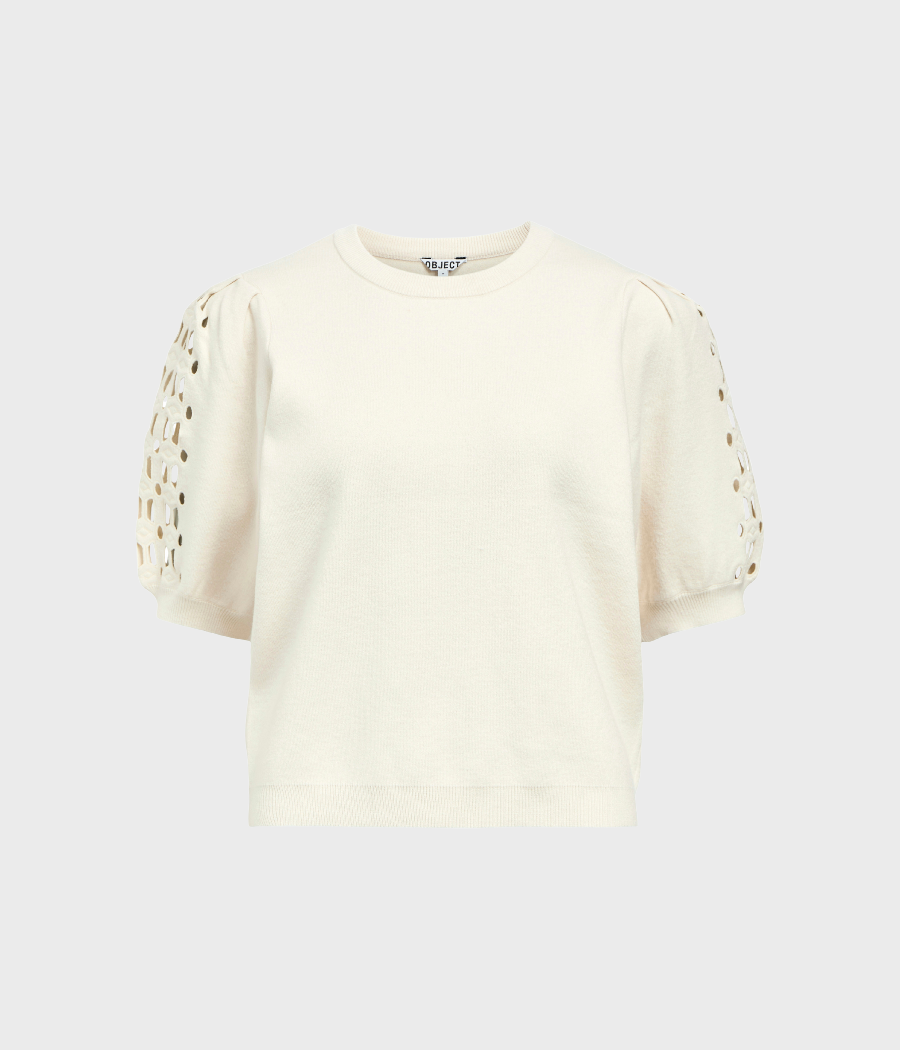 OBJYUKI S/S RE KNIT PULLOVER NOOS (White Sand)