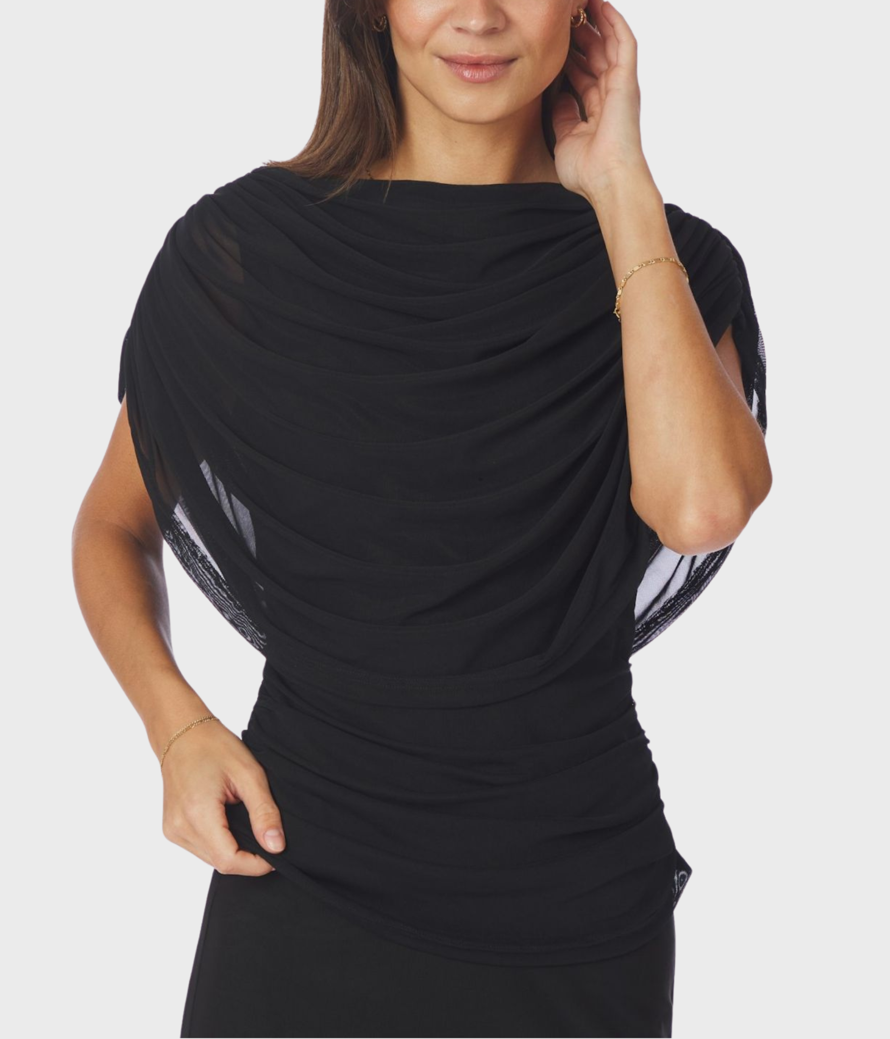 Cottuna Drapy Mesh Top (Black)