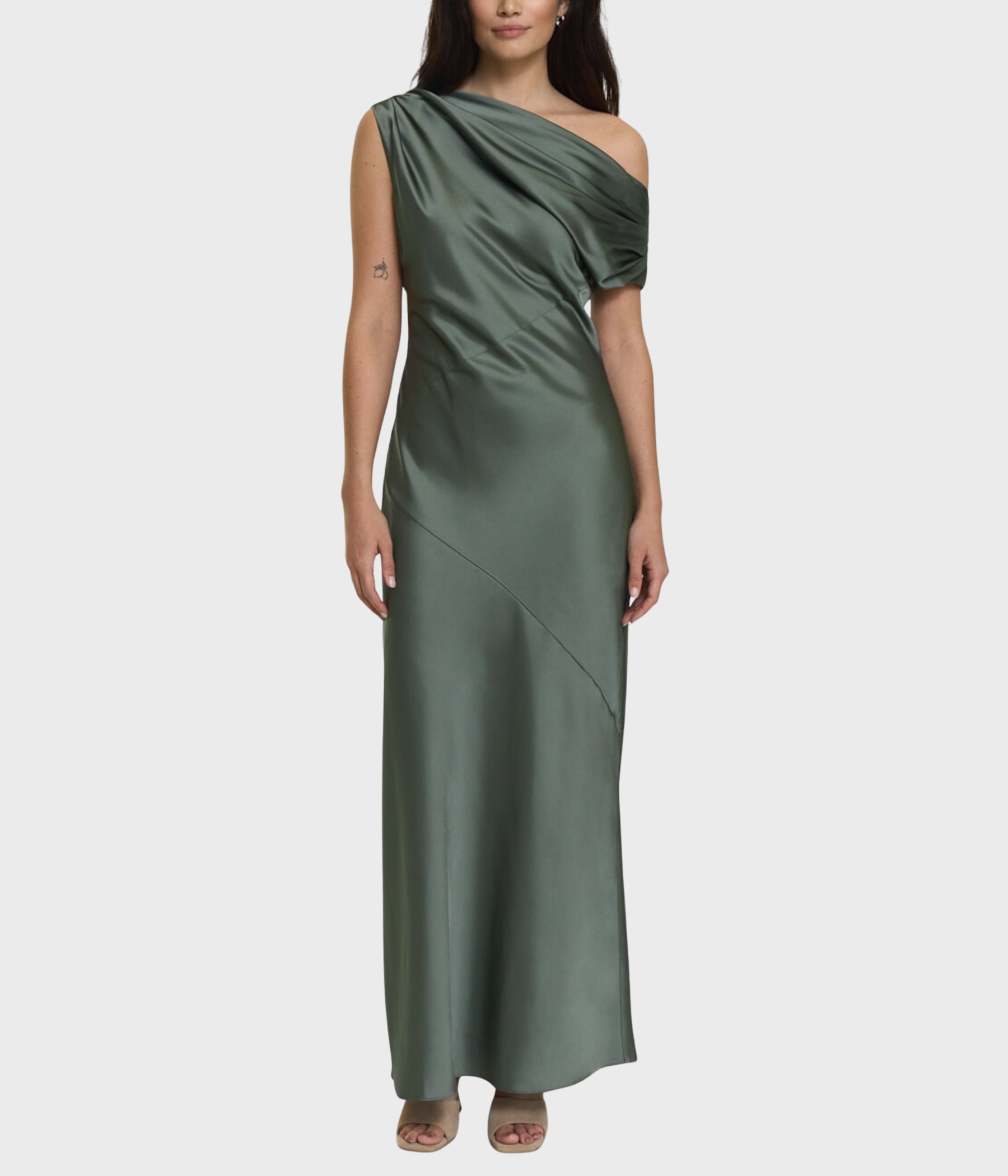 Vanessa Satin Dress (AGAVE GREEN)