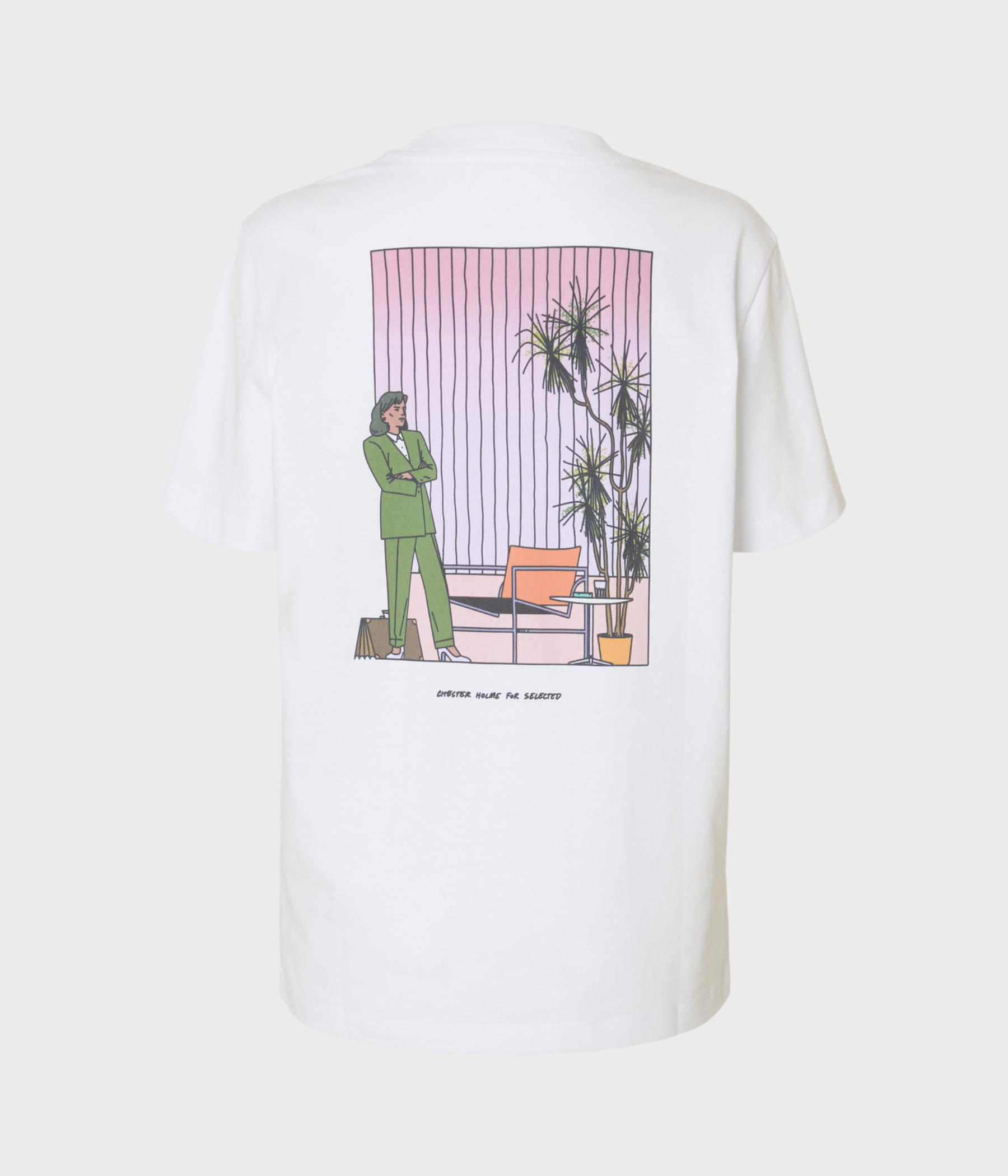 SLFCOLWOMAN SS LICENSE TEE (Bright White Print:Pencil)