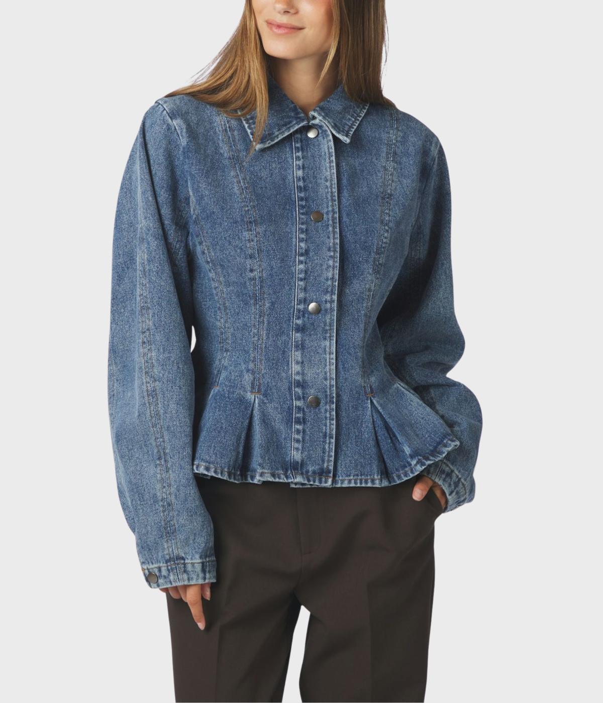 Rivora Denim Peplum Jacket (140 Blue)