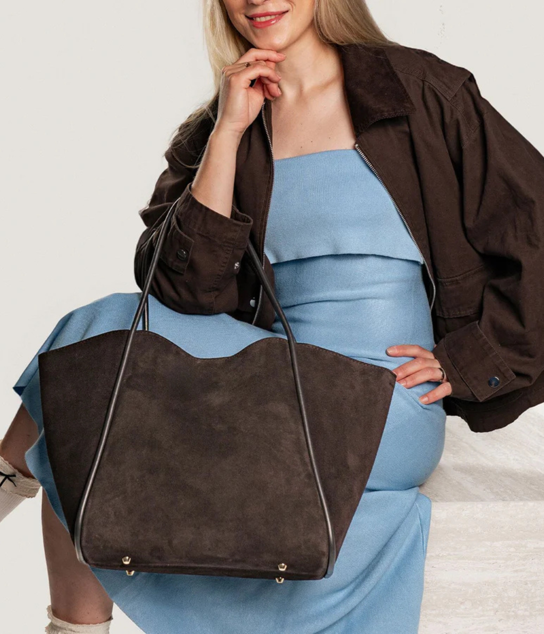 Shoppingväska (Dark brown suede)