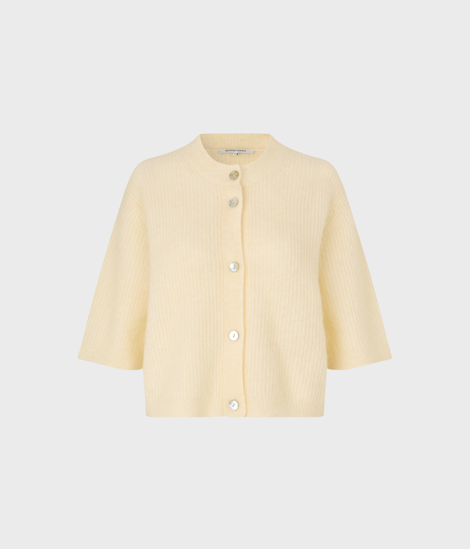 Andrea Knit Rib Cardigan. (2063 Alabaster Gleam)