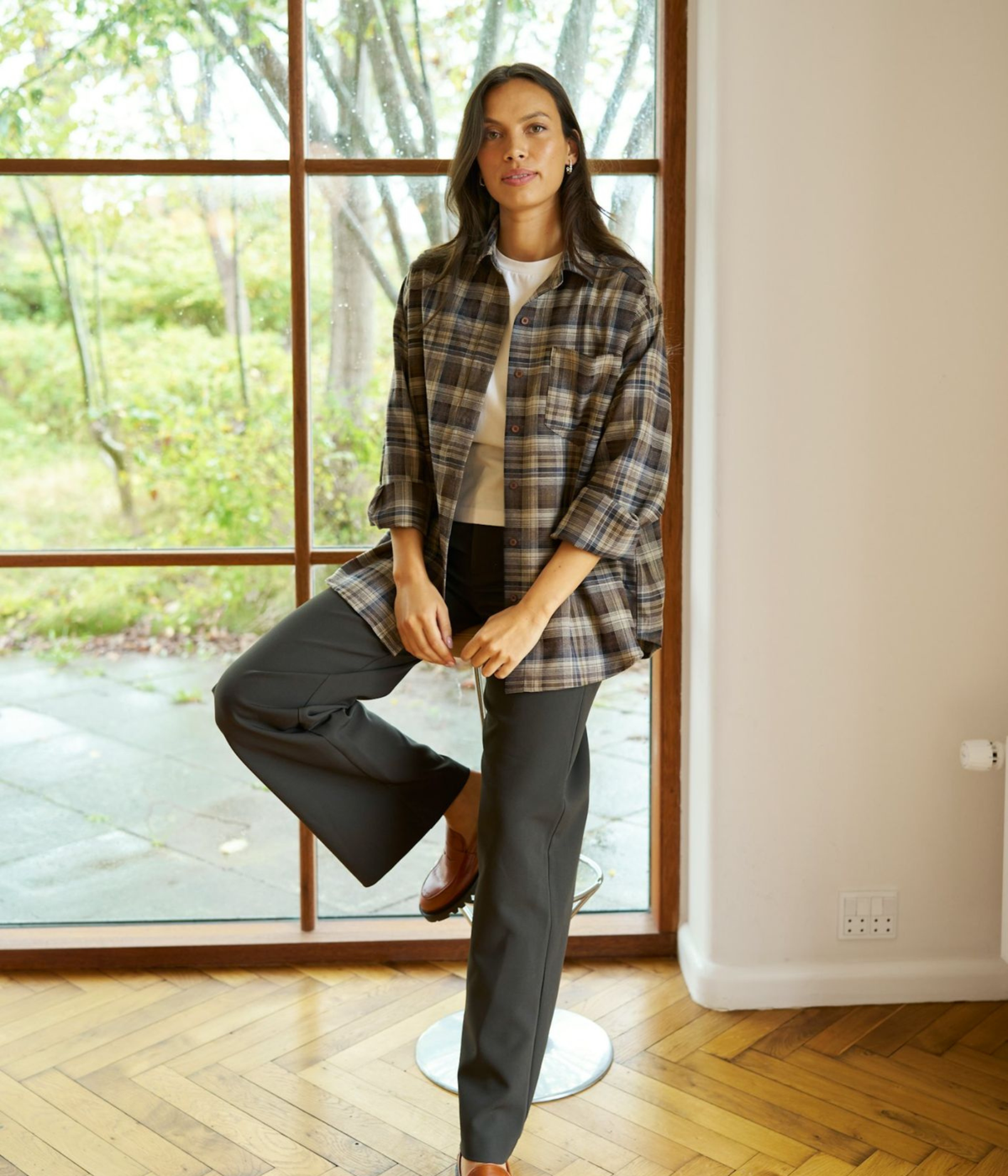 Dalma Flannel Check Shirt (811 Dark Taupe)