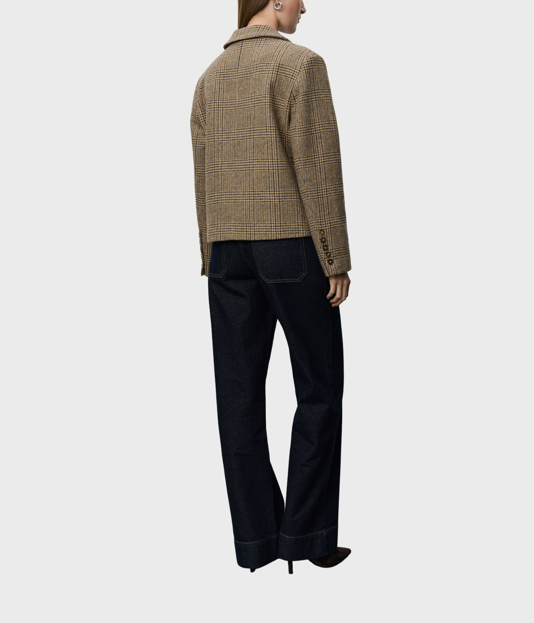 Ellysw Checked Short Blazer (9007 Brown check)