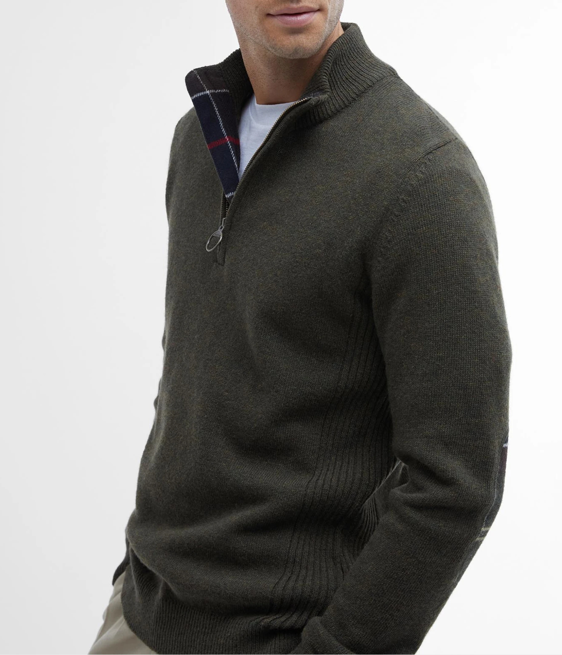 Barbour Holden Half Zip Knitted Jumper (OL91 Olive Marl)