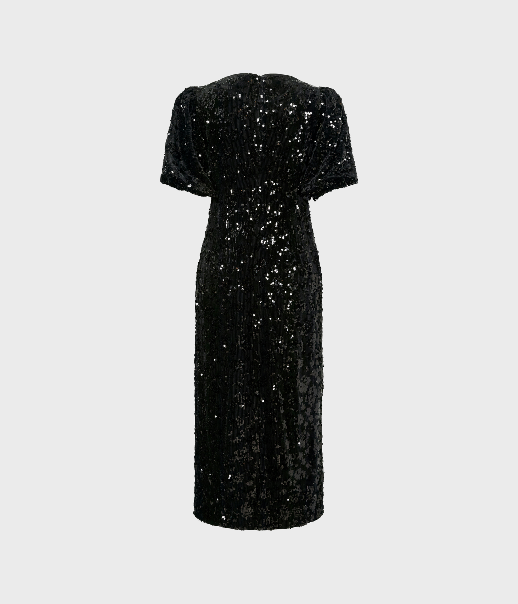 YASSOFIE 2/4 SEQUIN MIDI DRESS - SHOW. (Black, Detail:W SEQUINS)