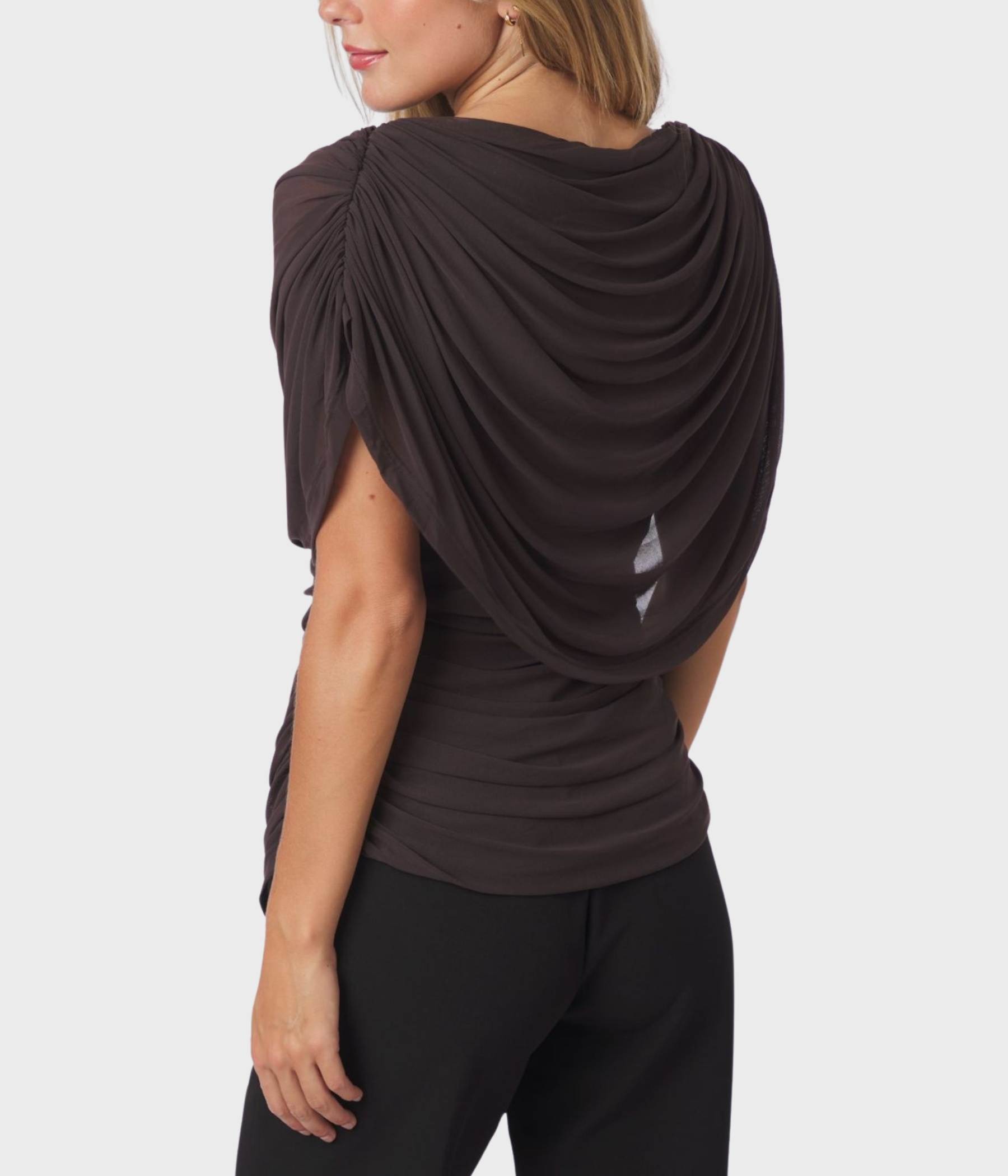 Cottuna Drapy Mesh Top (Brown)