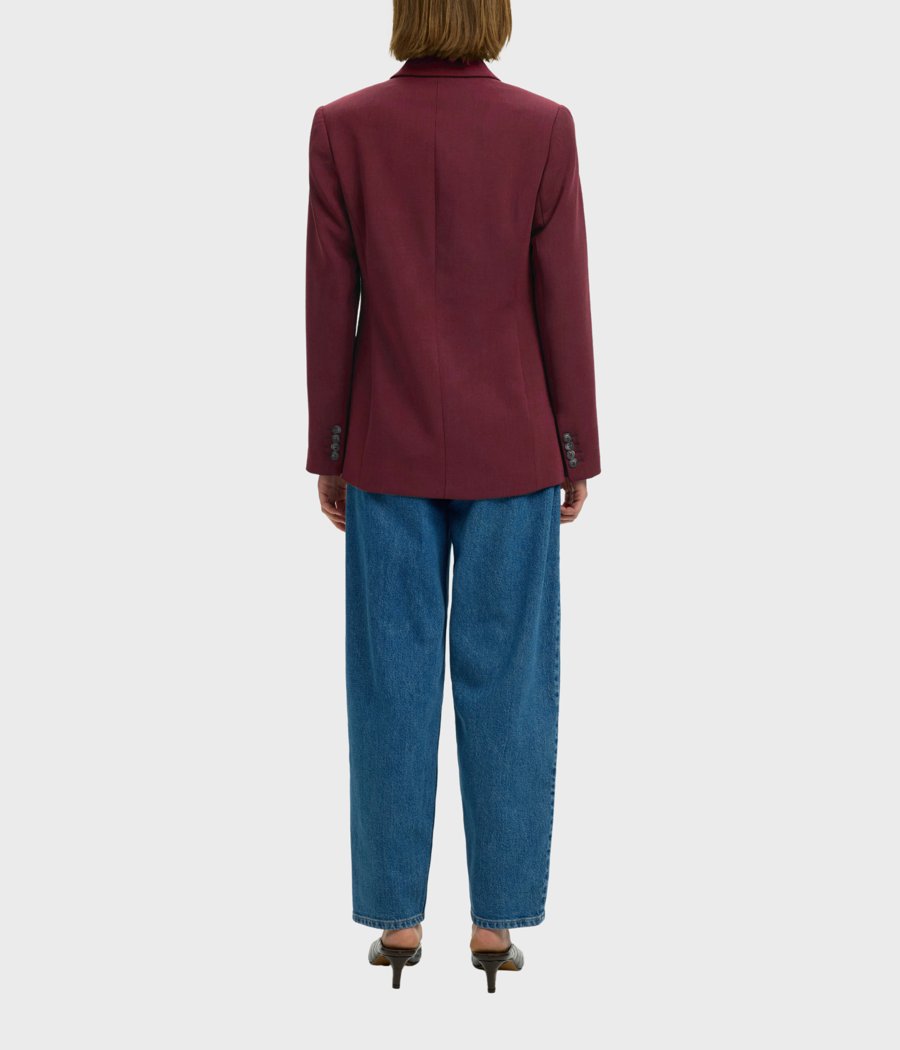 Slfrita Ls Classic Blazer Mel Noos. (Tawny Port Detail:MELANGE)