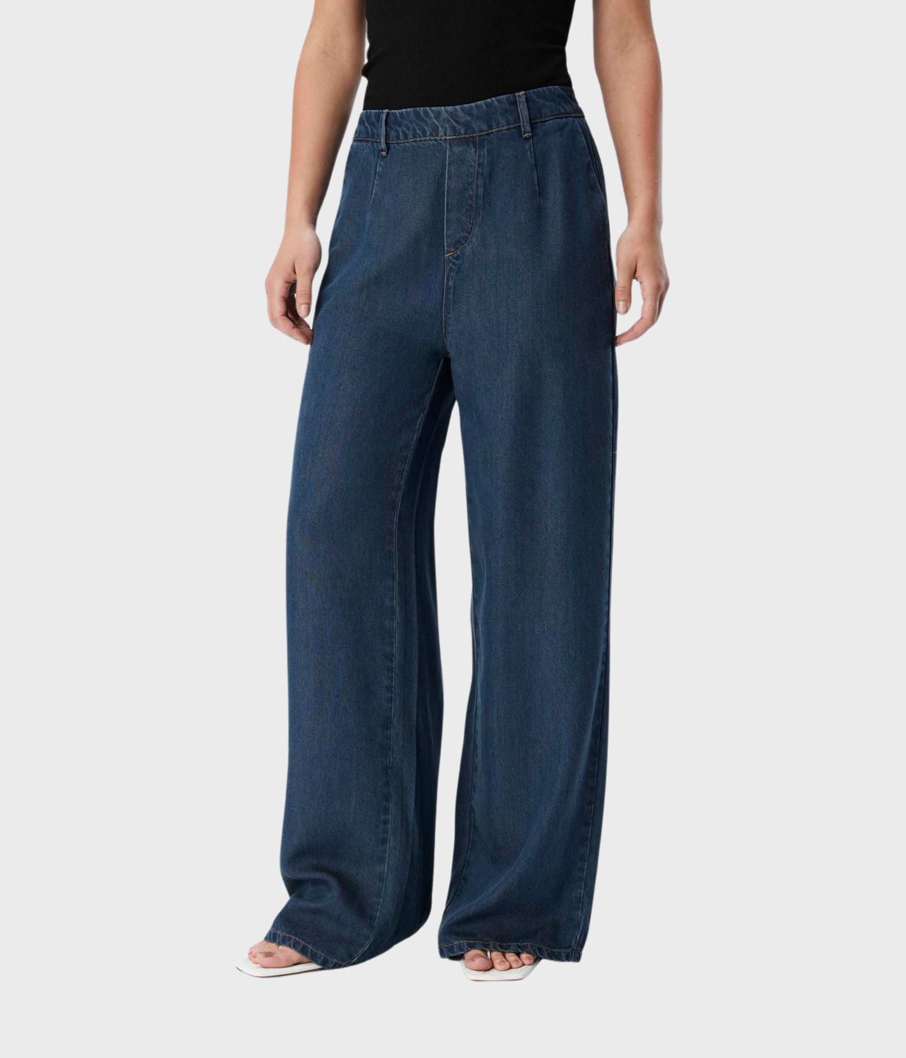 OBJFRAME LISA WIDE MW PANTS NOOS (Dark Blue Denim)