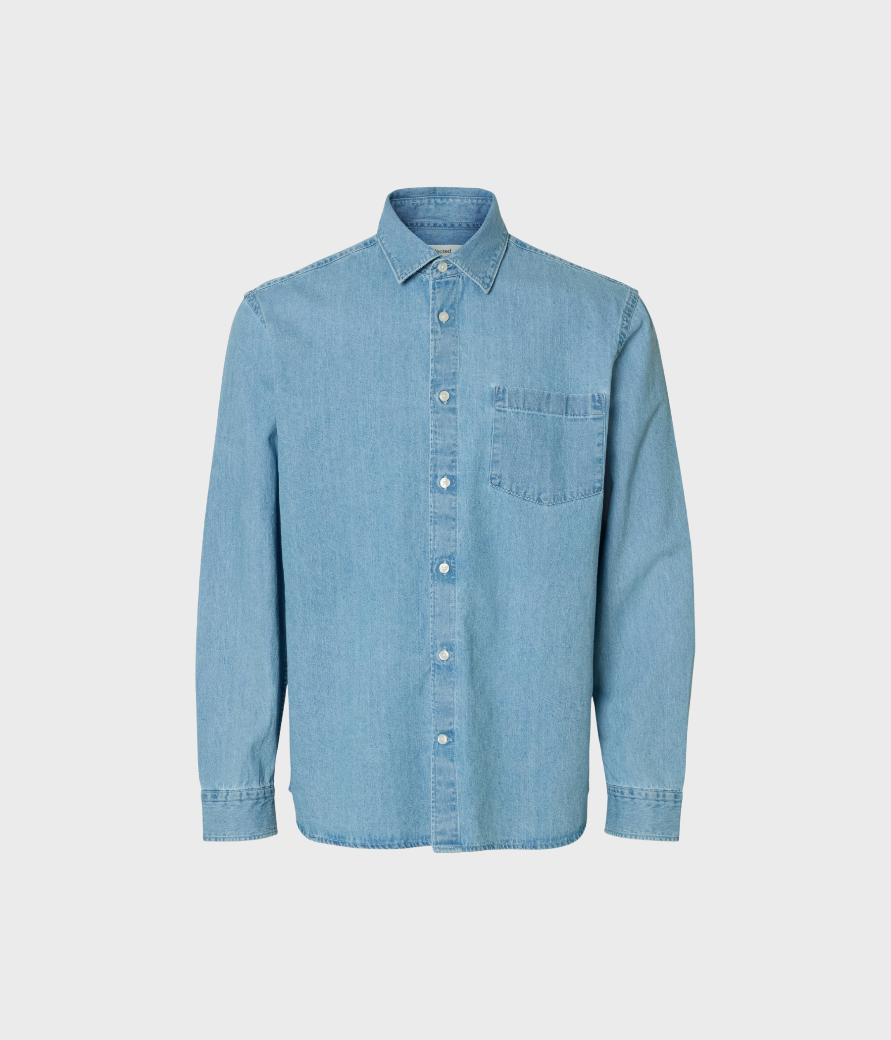 SLHREGCARLO DENIM LS SHIRT NOOS (Light Blue Denim)