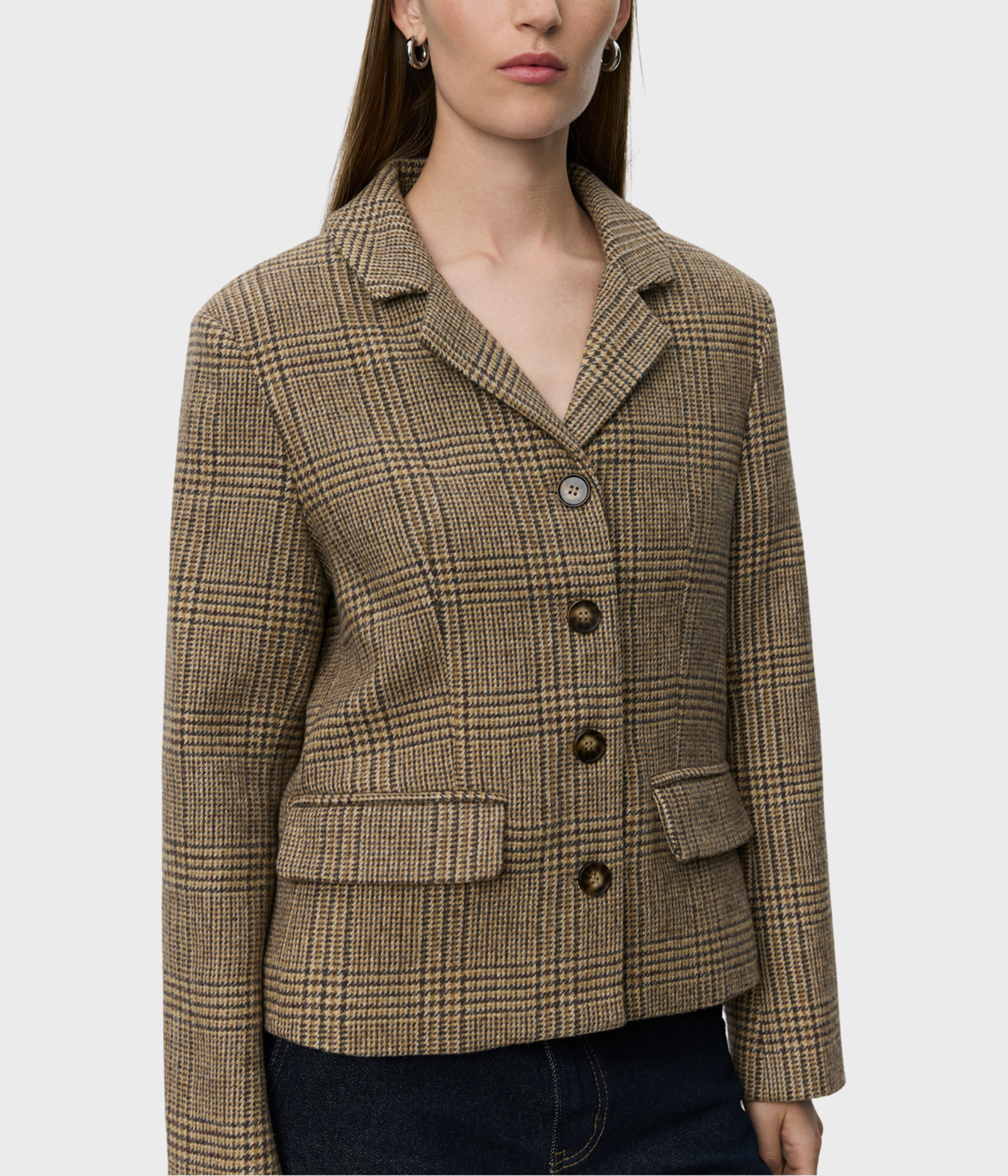 Ellysw Checked Short Blazer (9007 Brown check)