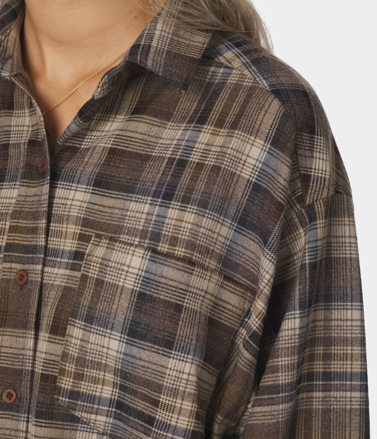 Dalma Flannel Check Shirt (811 Dark Taupe)