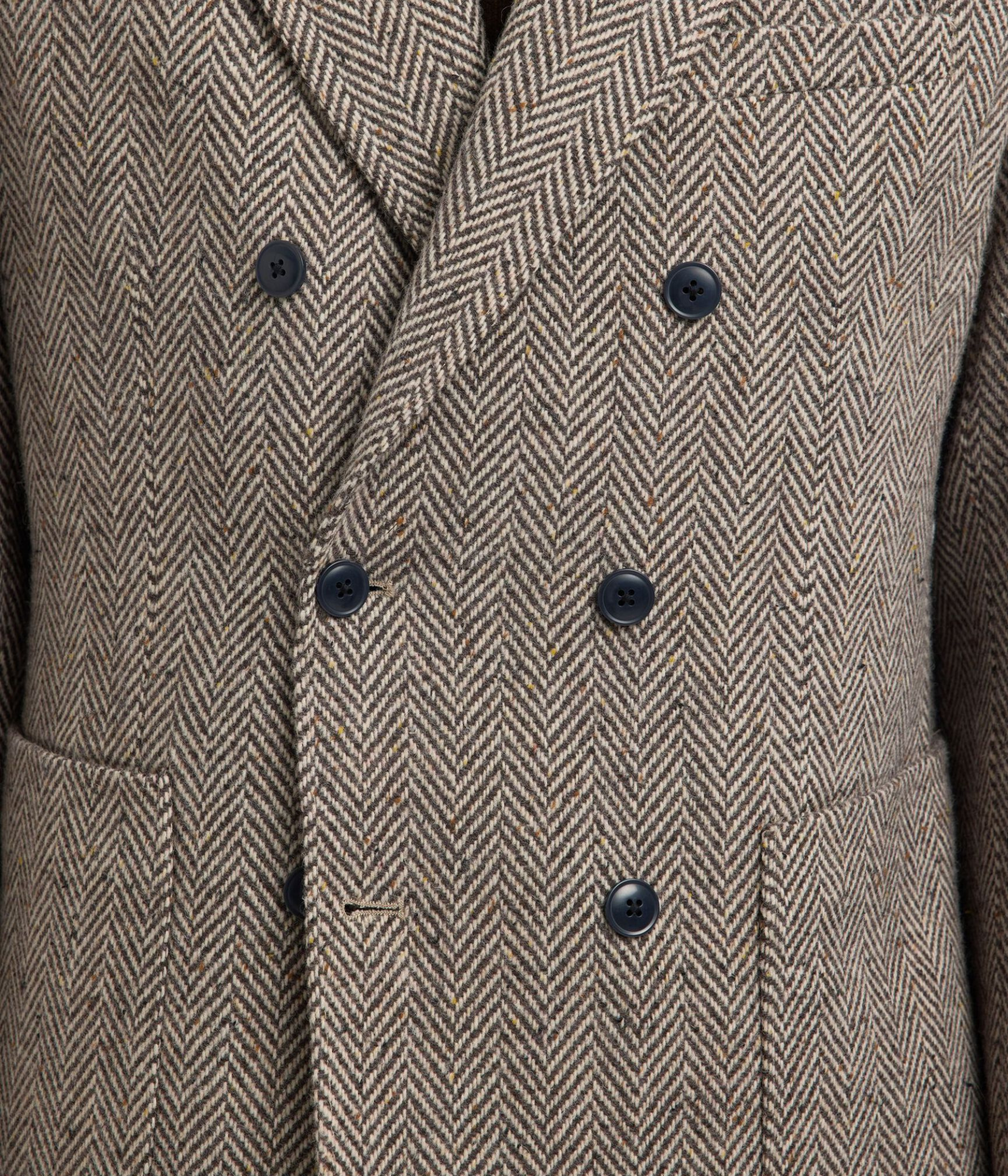 SLHREG-MORRIS HBONE WOOL BLEND DB BLZ. (Brown Rice Detail:HERRINGBONE)