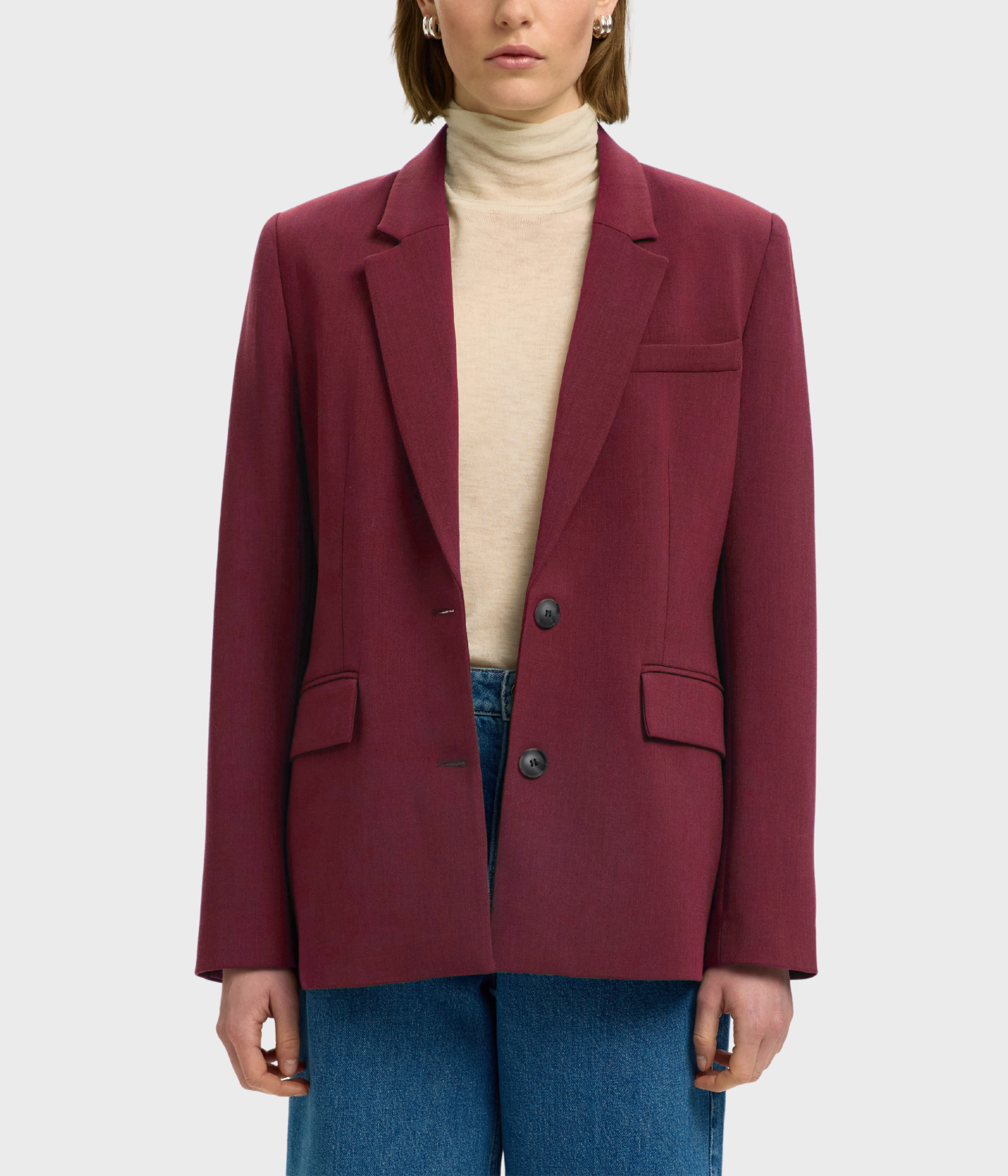 Slfrita Ls Classic Blazer Mel Noos. (Tawny Port Detail:MELANGE)