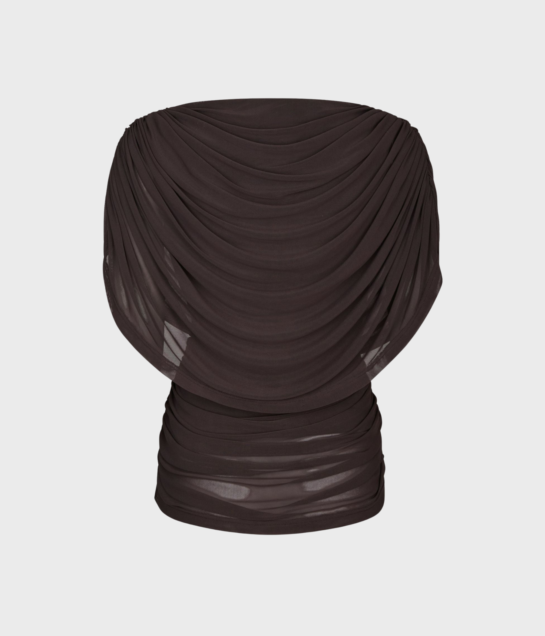 Cottuna Drapy Mesh Top (Brown)