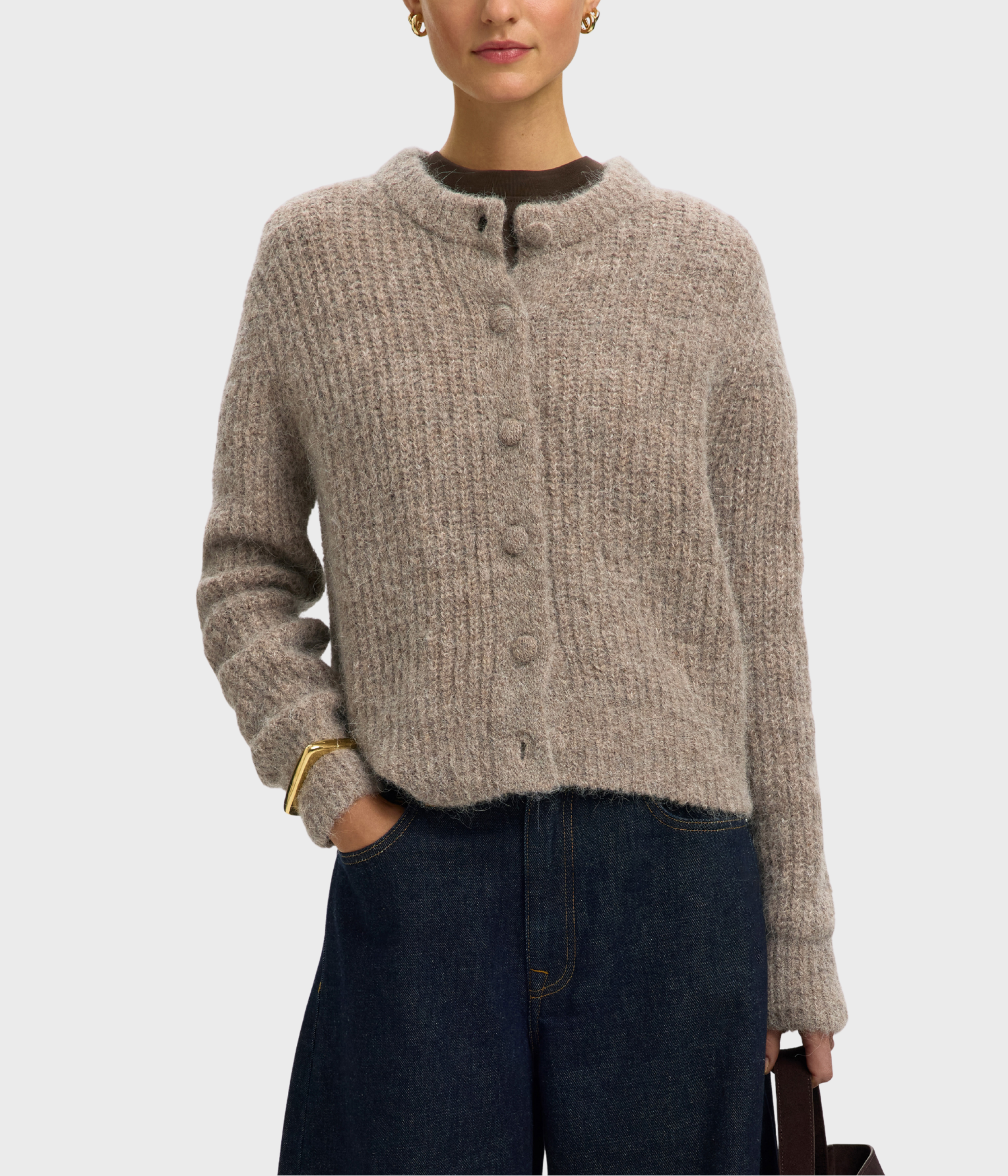 Slwgabriella Ls Button Cardigan Noos (Steel Gray)