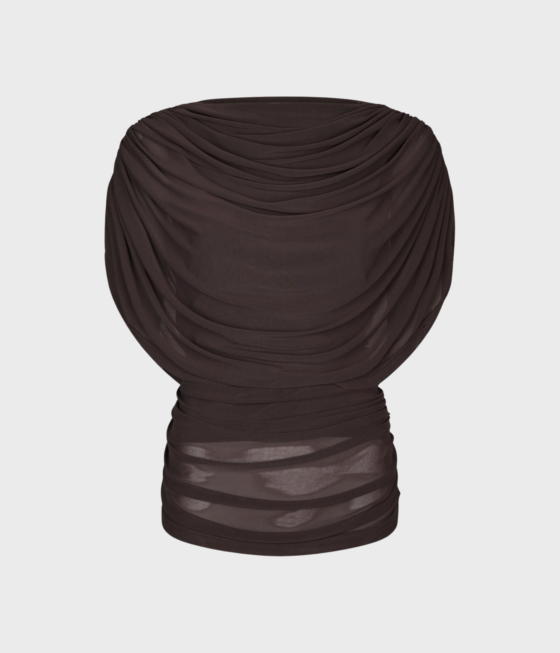Cottuna Drapy Mesh Top (Brown)