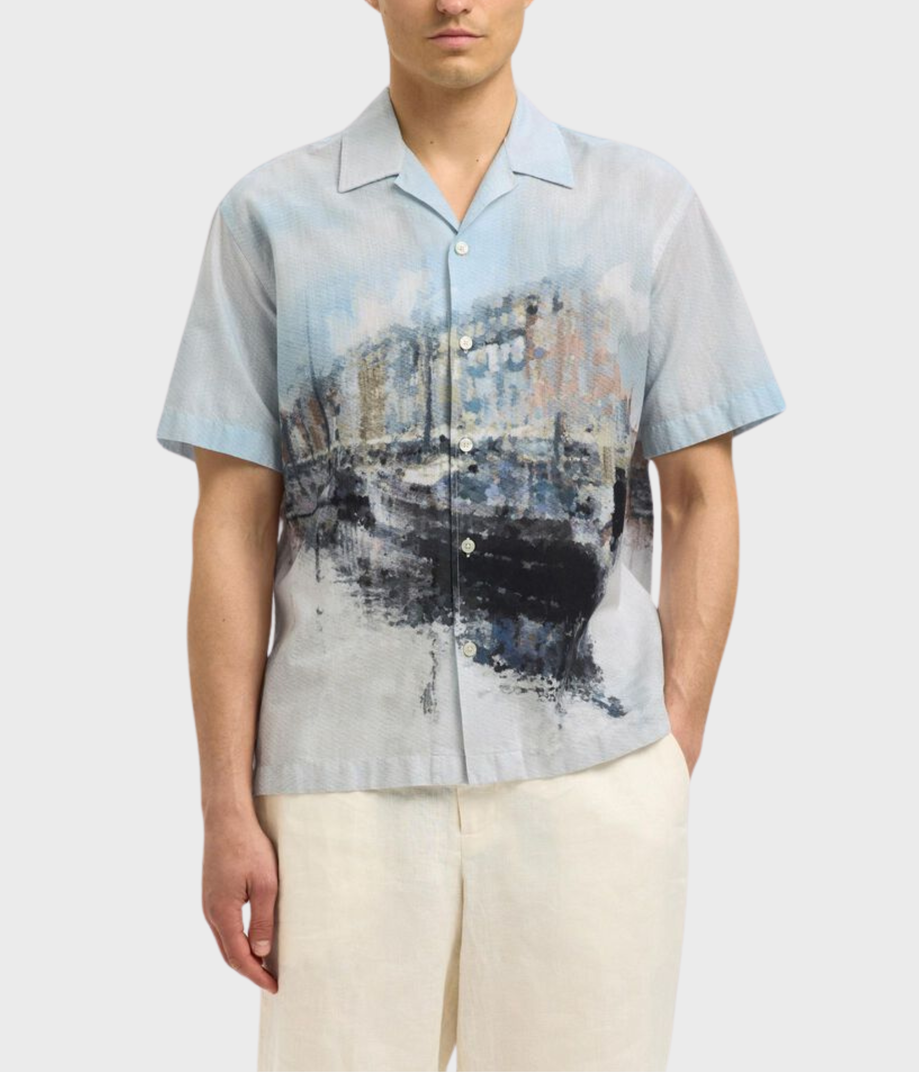 SLHRELAXCARL AOP SS SHIRT (CASHMERE BLUE)