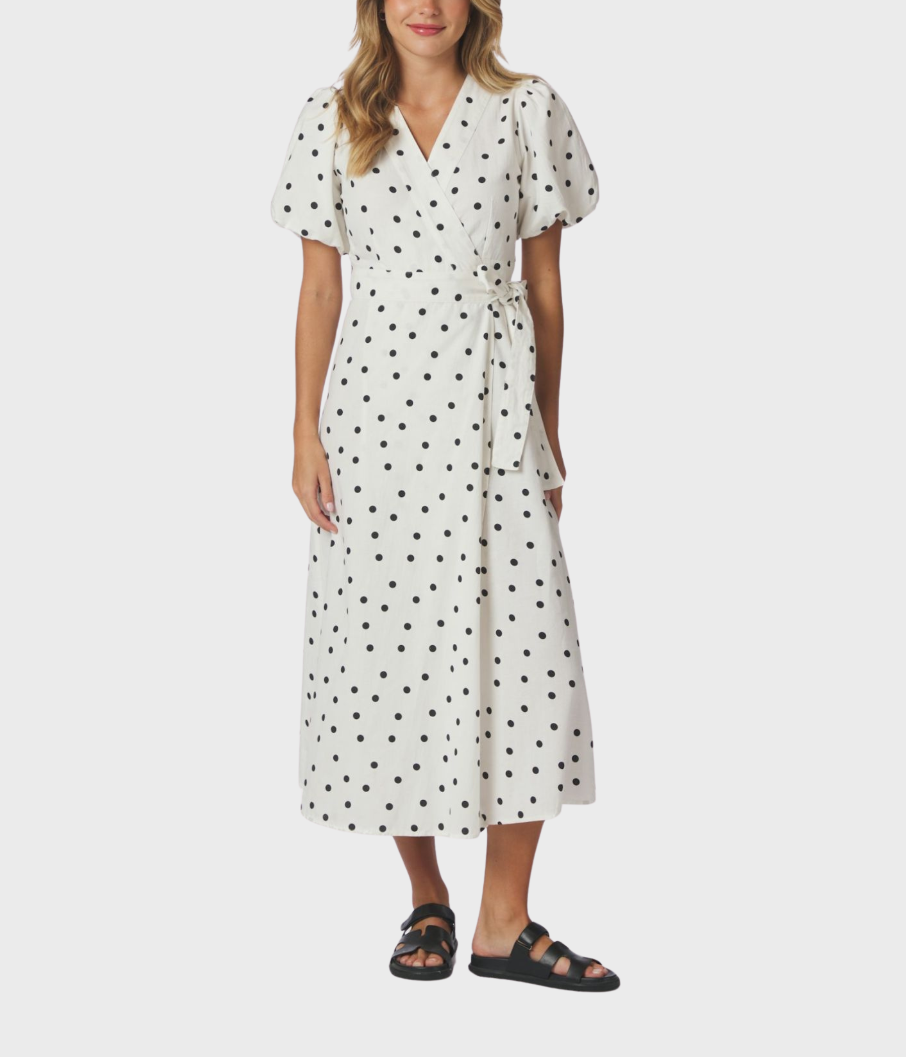 Clarine Linen Dot Dress (120 White)